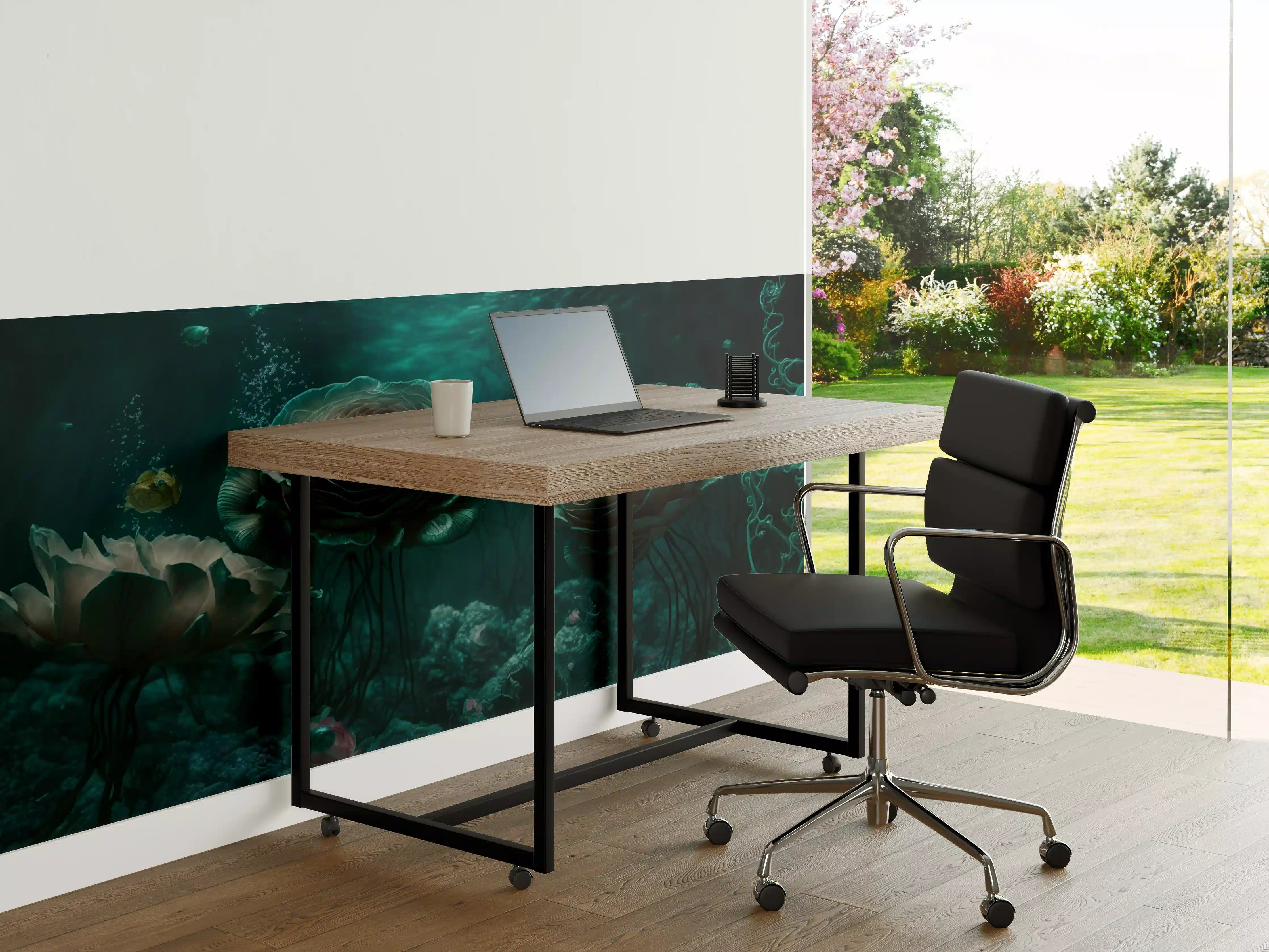 Büro Wandgestaltung - Leuchtende Quallen im Grauweißmeer