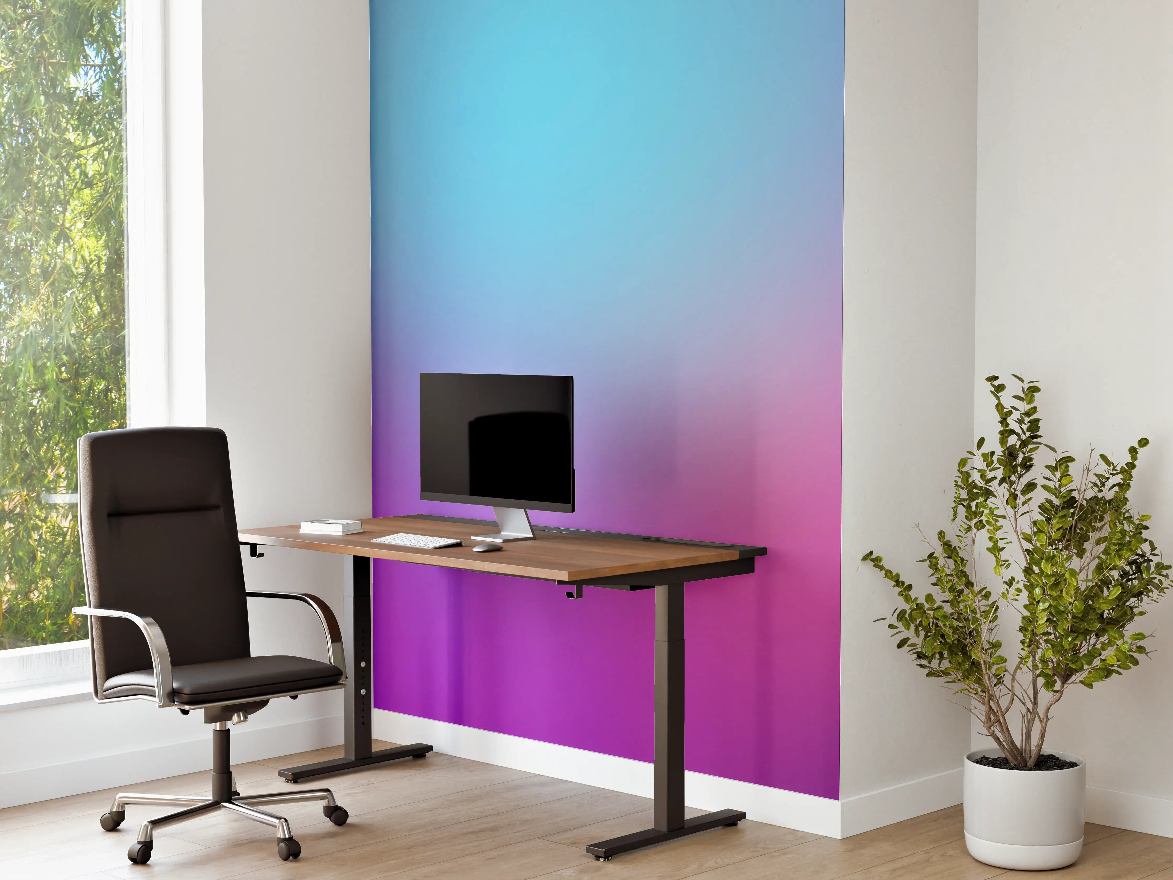 Büro Wandgestaltung - Leuchtender Lila-Pink Farbverlauf