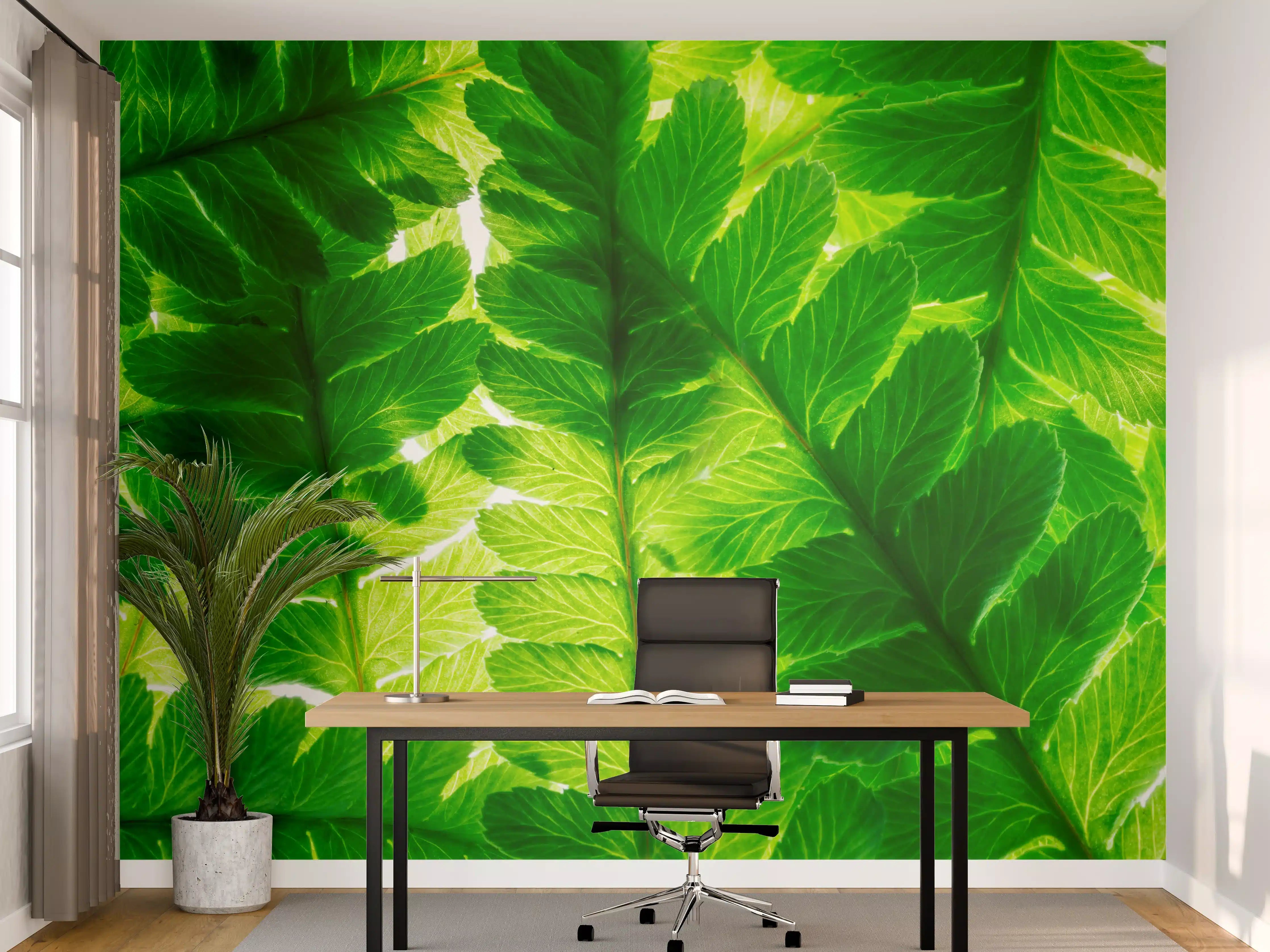 Büro Wandgestaltung - Leuchtendes Grün Blätterdach