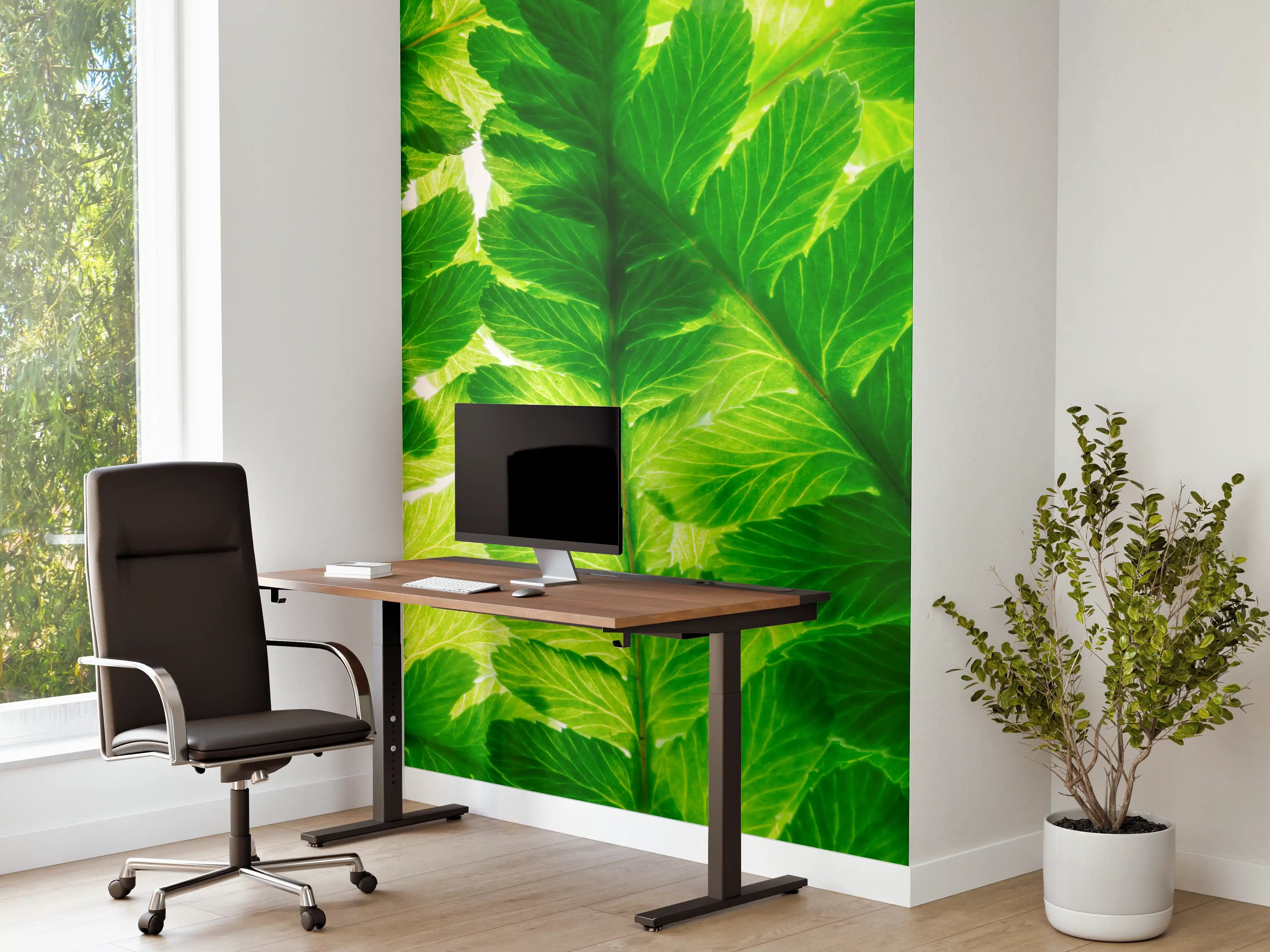 Büro Wandgestaltung - Leuchtendes Grün Blätterdach