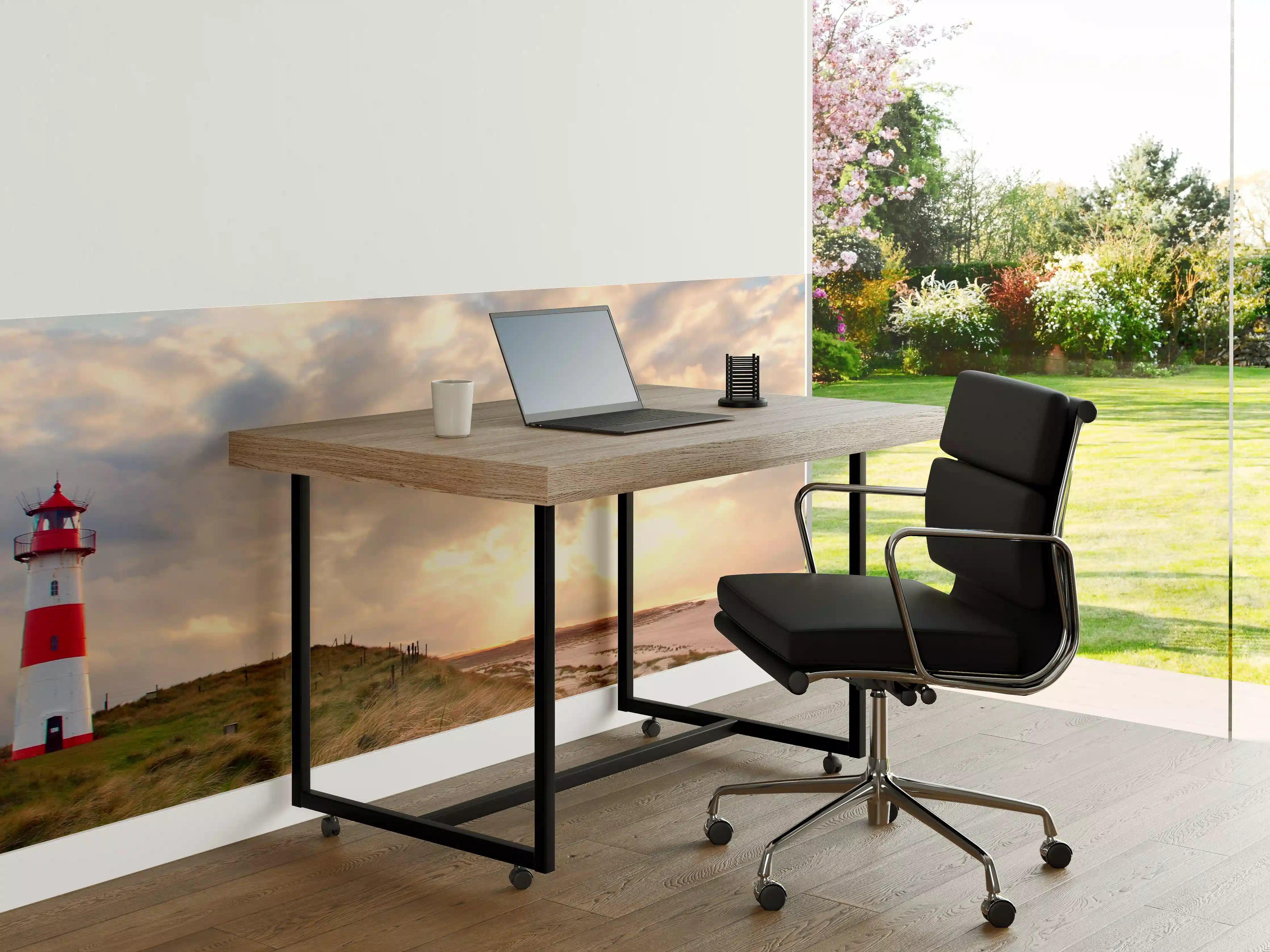 Büro Wandgestaltung - Leuchtturm im sanften Grauabend