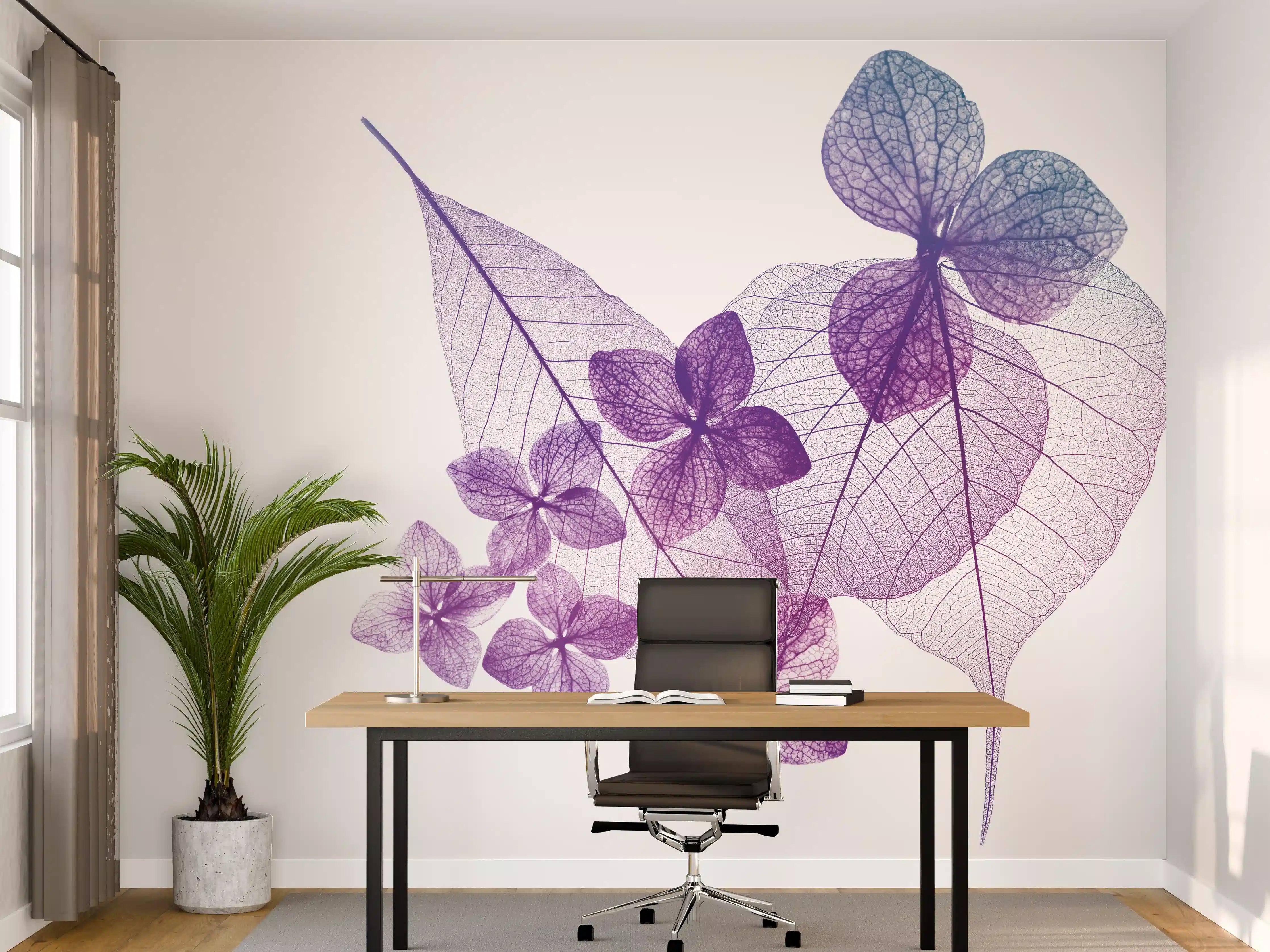 Büro Wandgestaltung - Lila Blattmuster Textur Makro