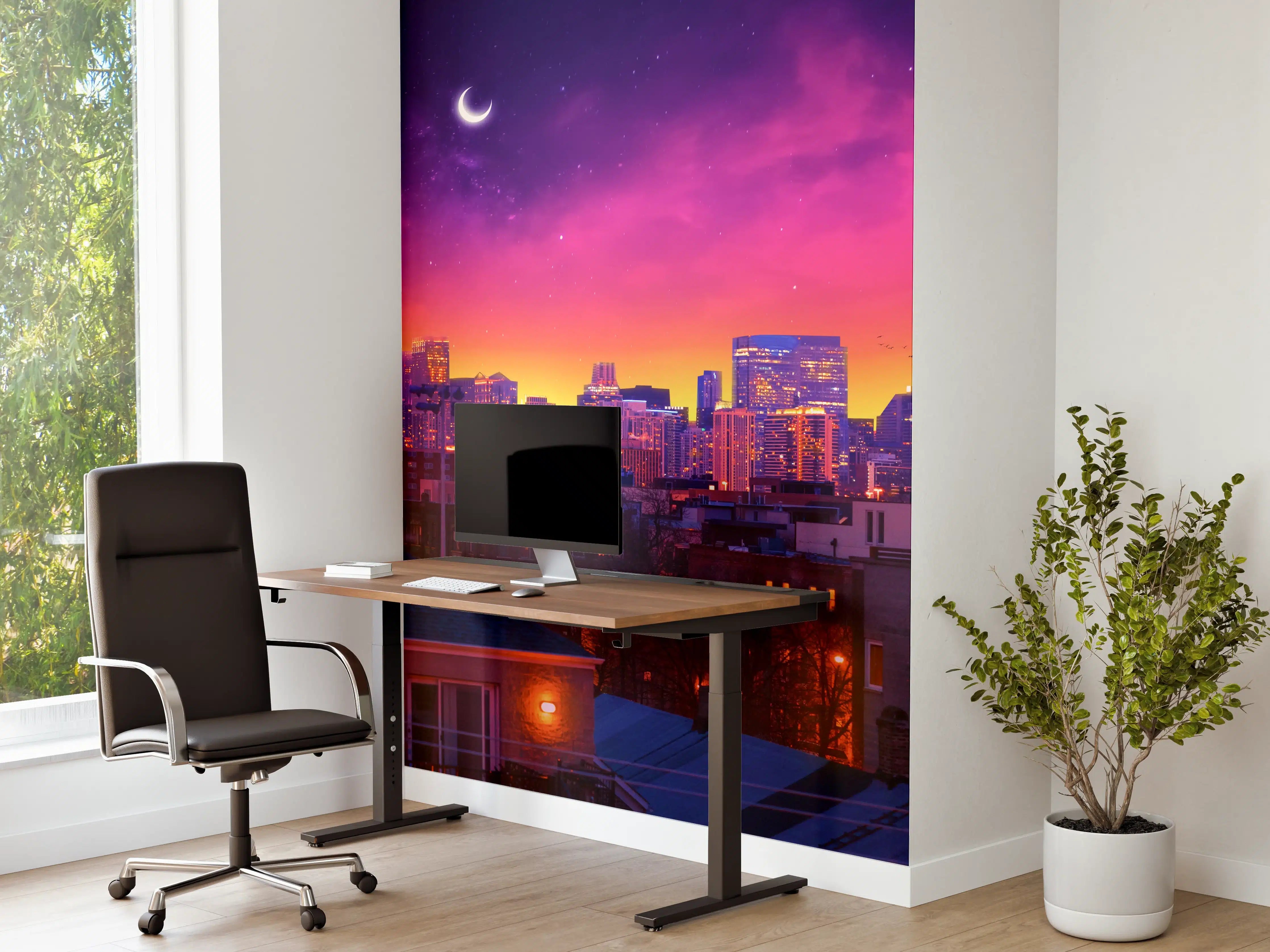 Büro Wandgestaltung - Lila-Himmel Chicago Nacht