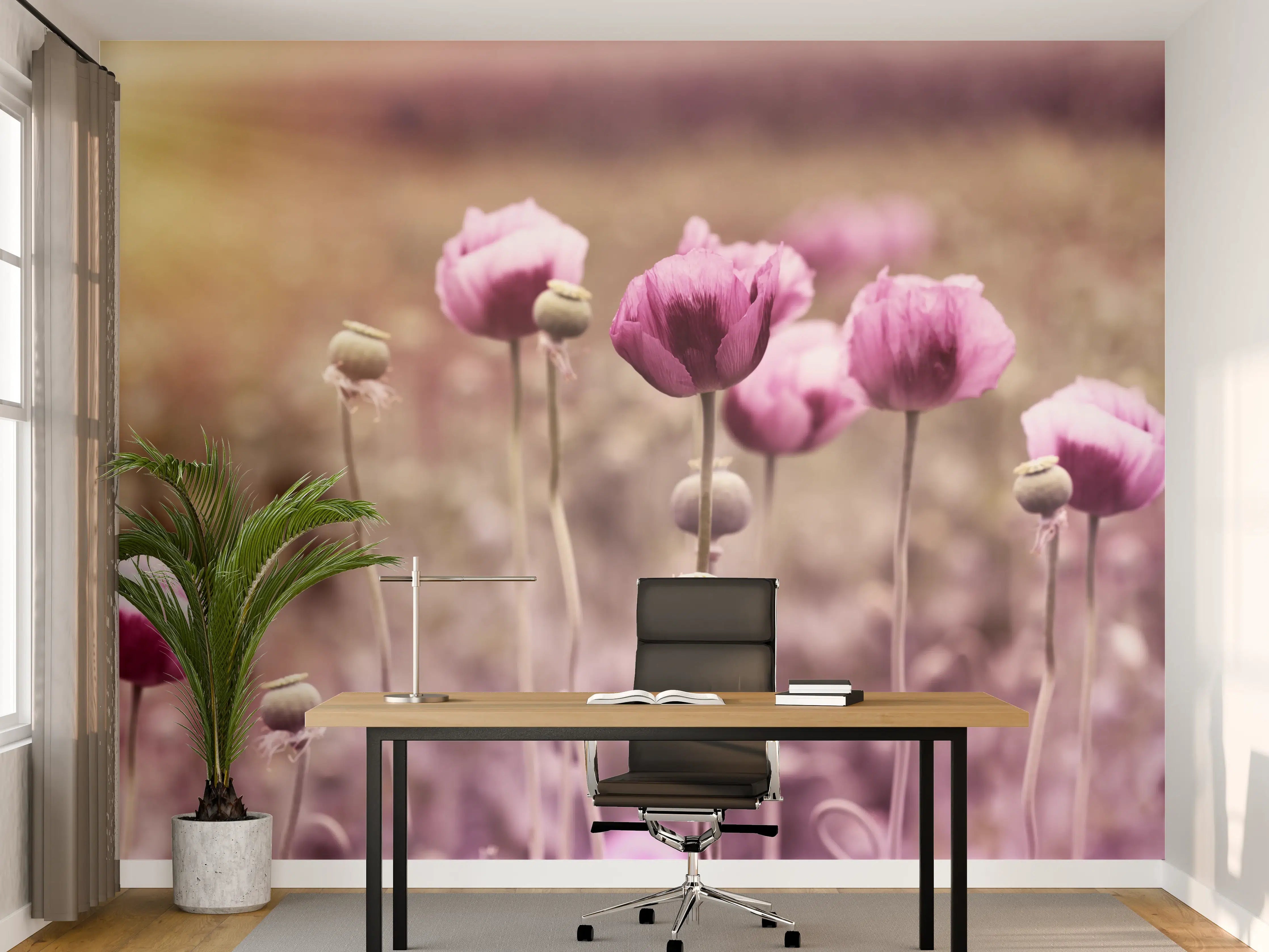 Büro Wandgestaltung - Lila Mohnblume