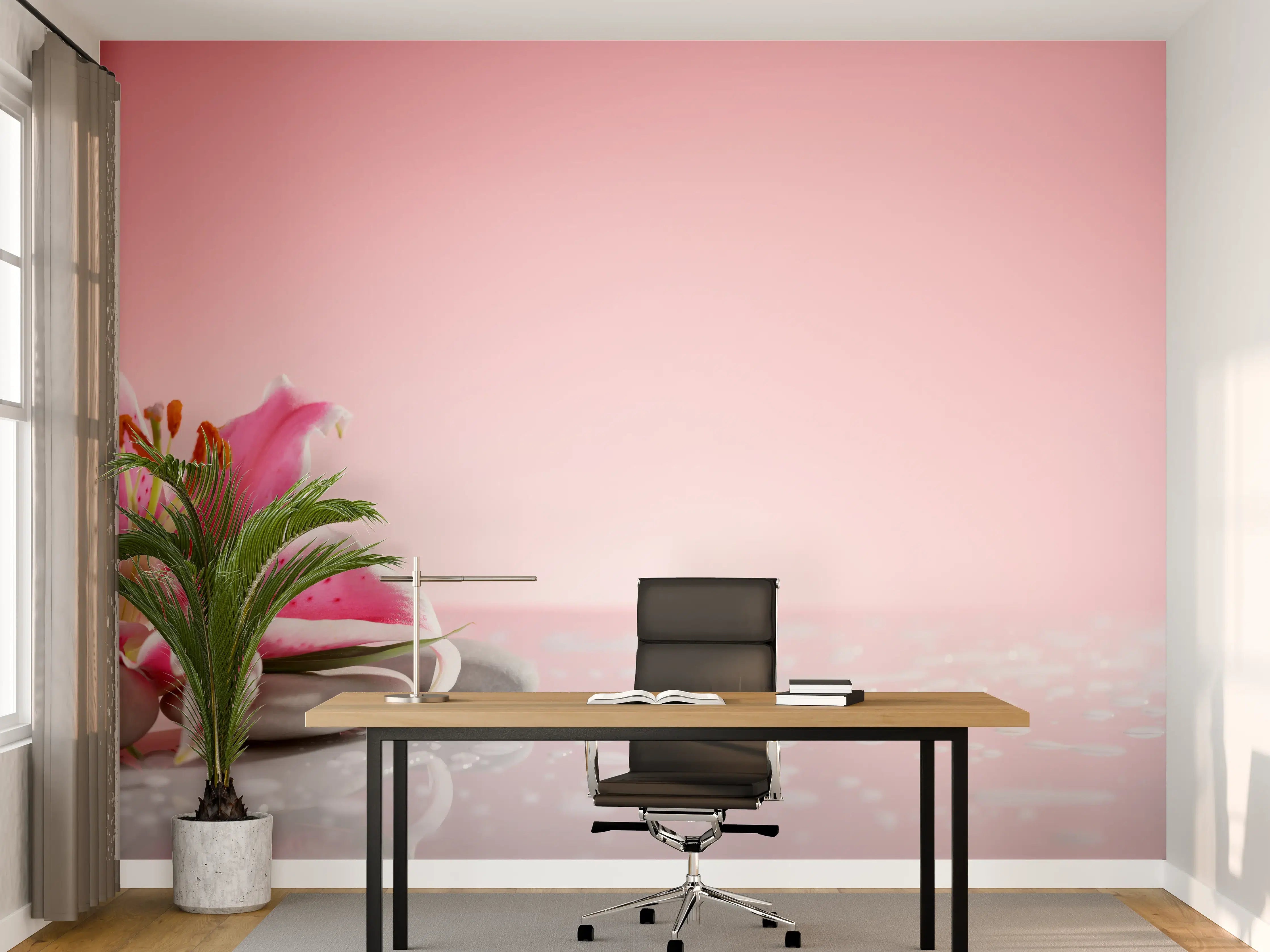 Büro Wandgestaltung - Lilie und Massagesteine