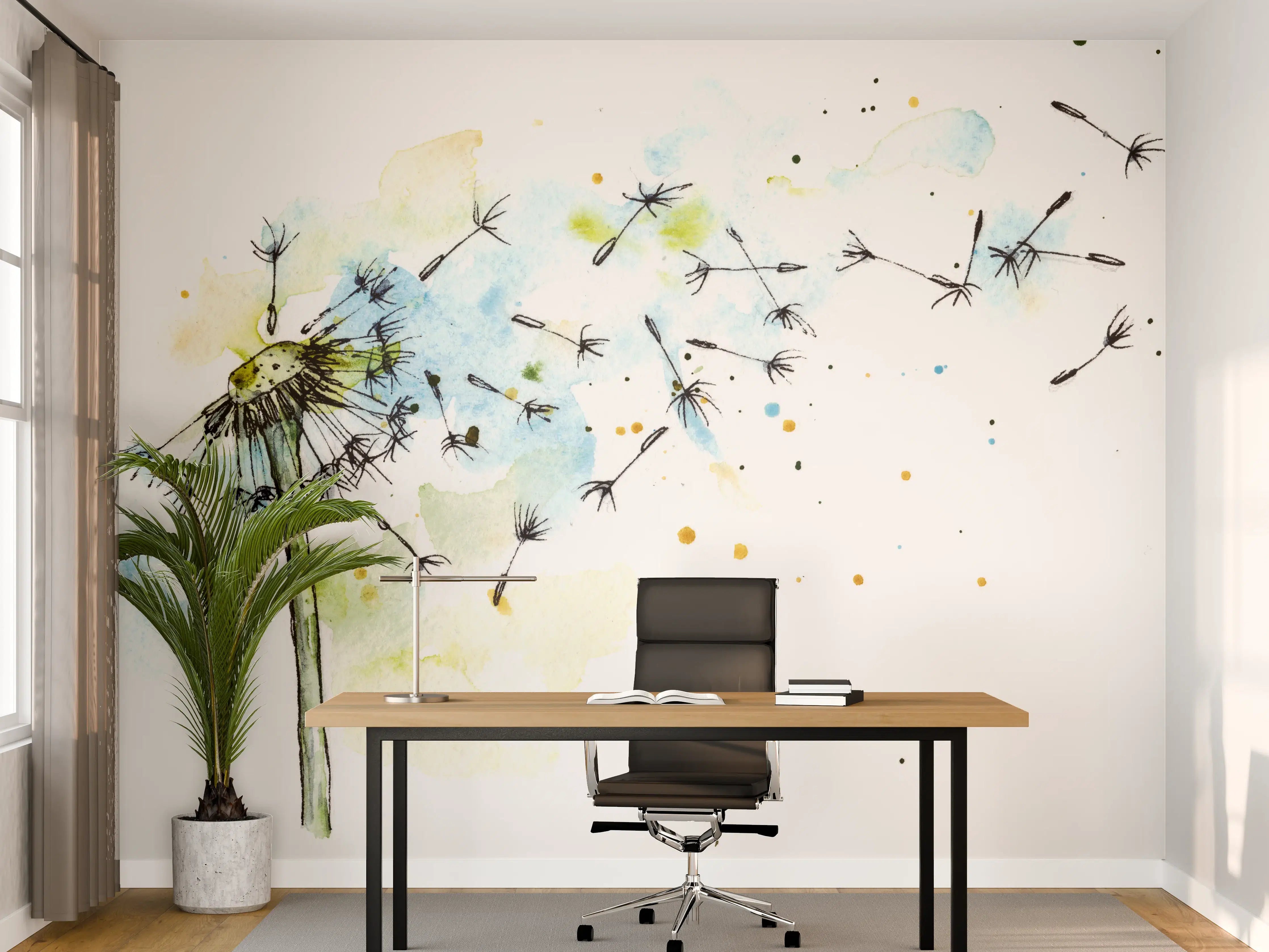 Büro Wandgestaltung - Löwenzahn Aquarell