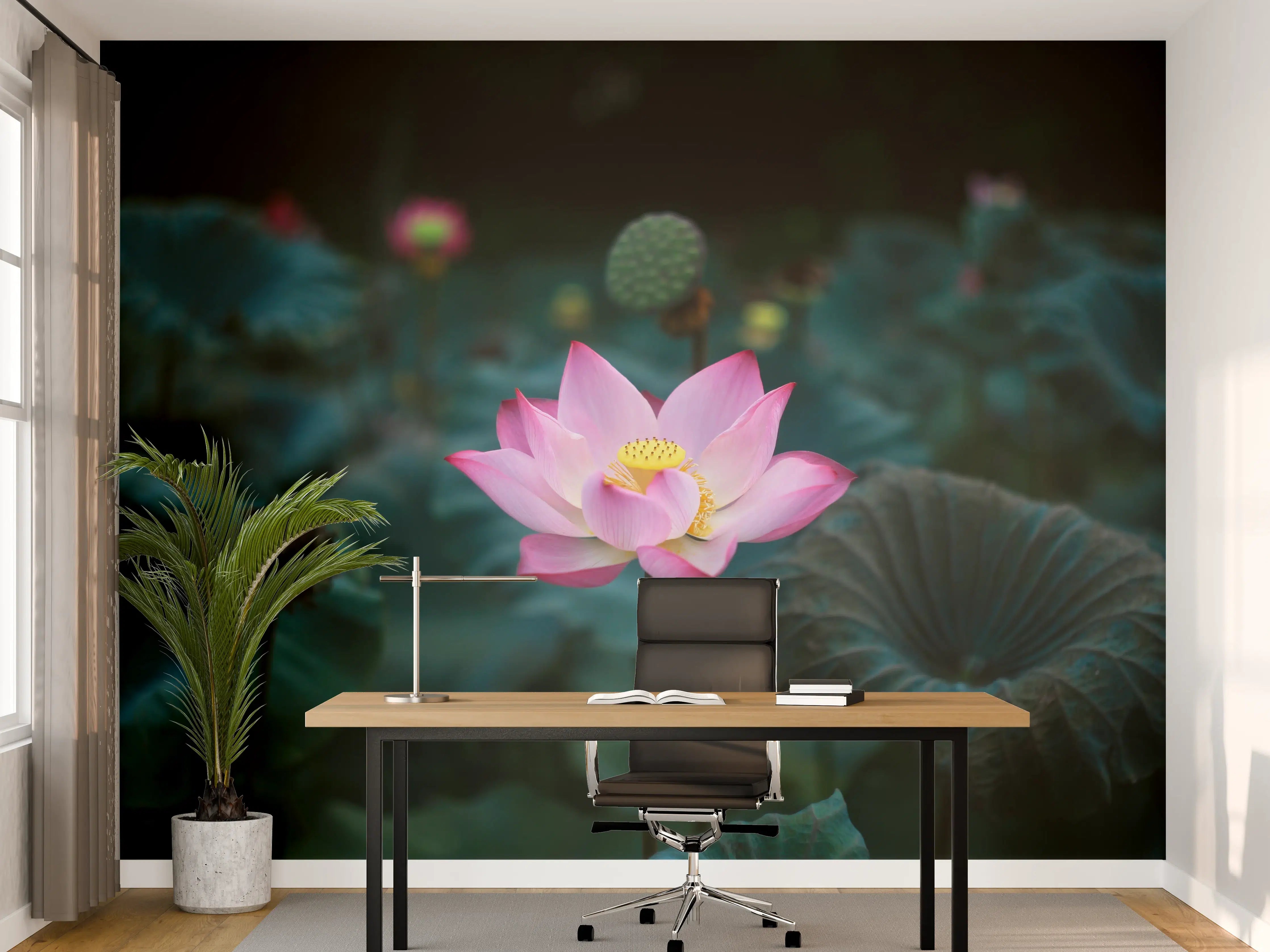 Büro Wandgestaltung - Lotosblume im Garten