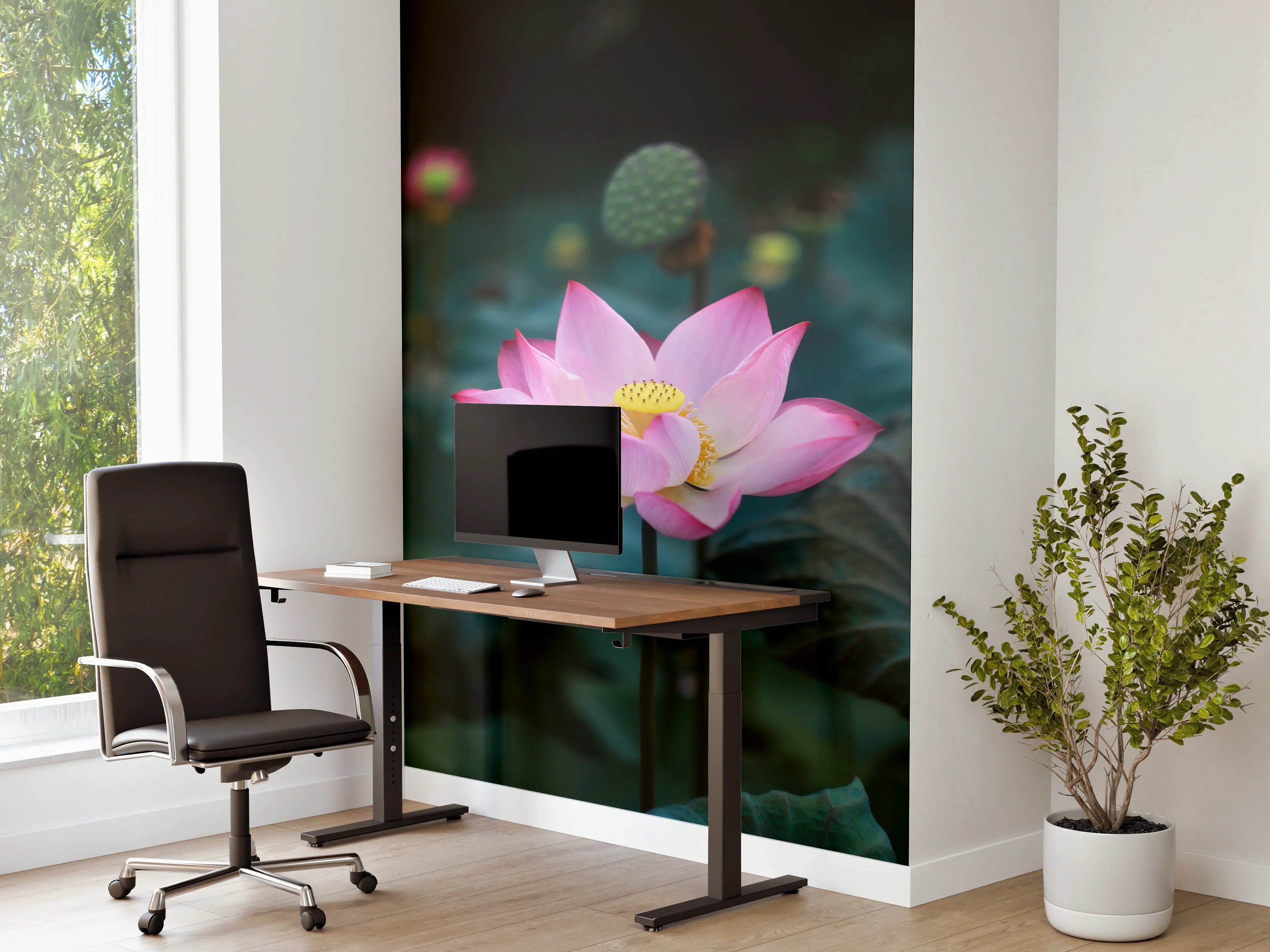Büro Wandgestaltung - Lotosblume im Garten
