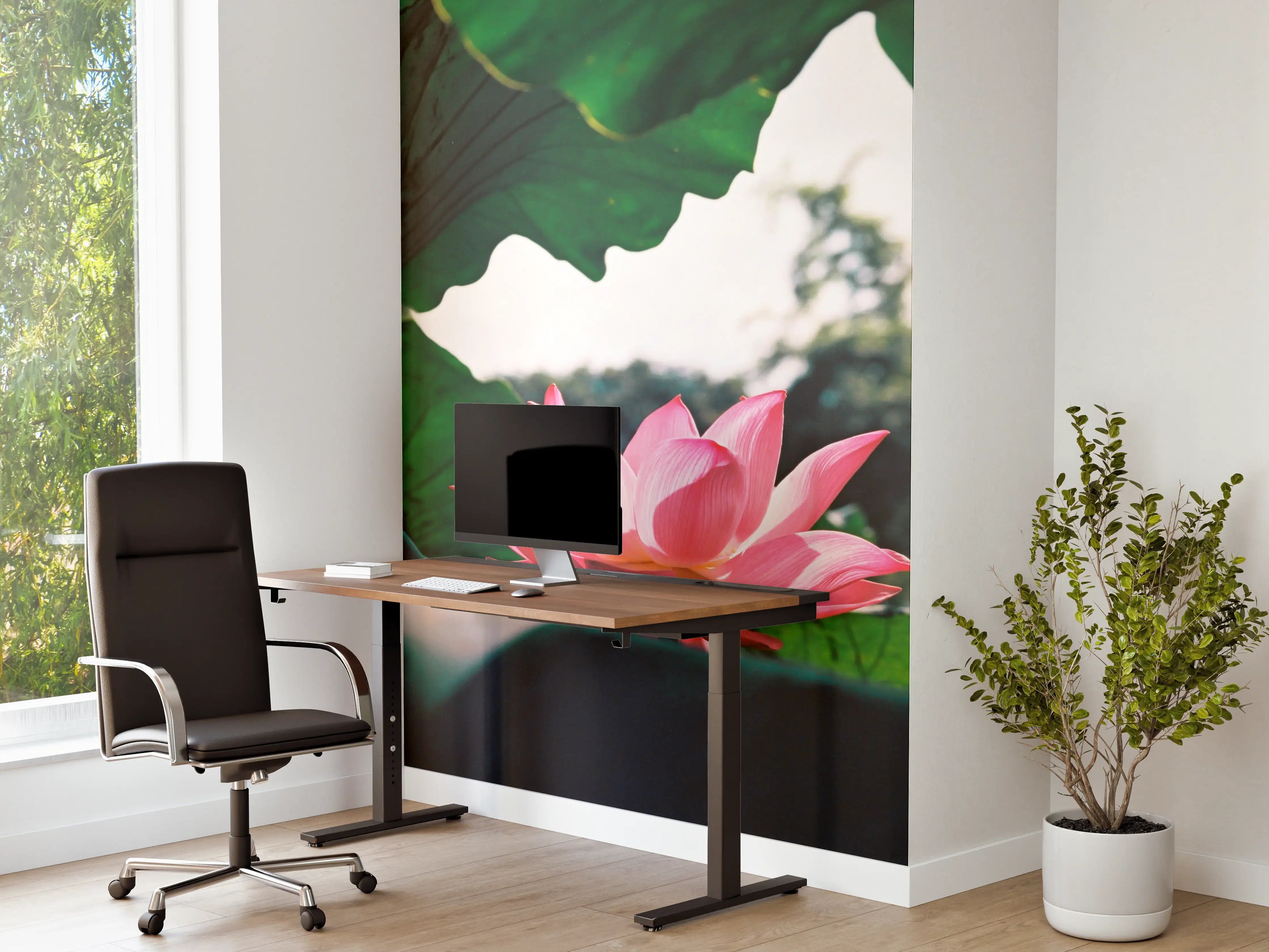 Büro Wandgestaltung - Lotosblume inmitten von Blättern