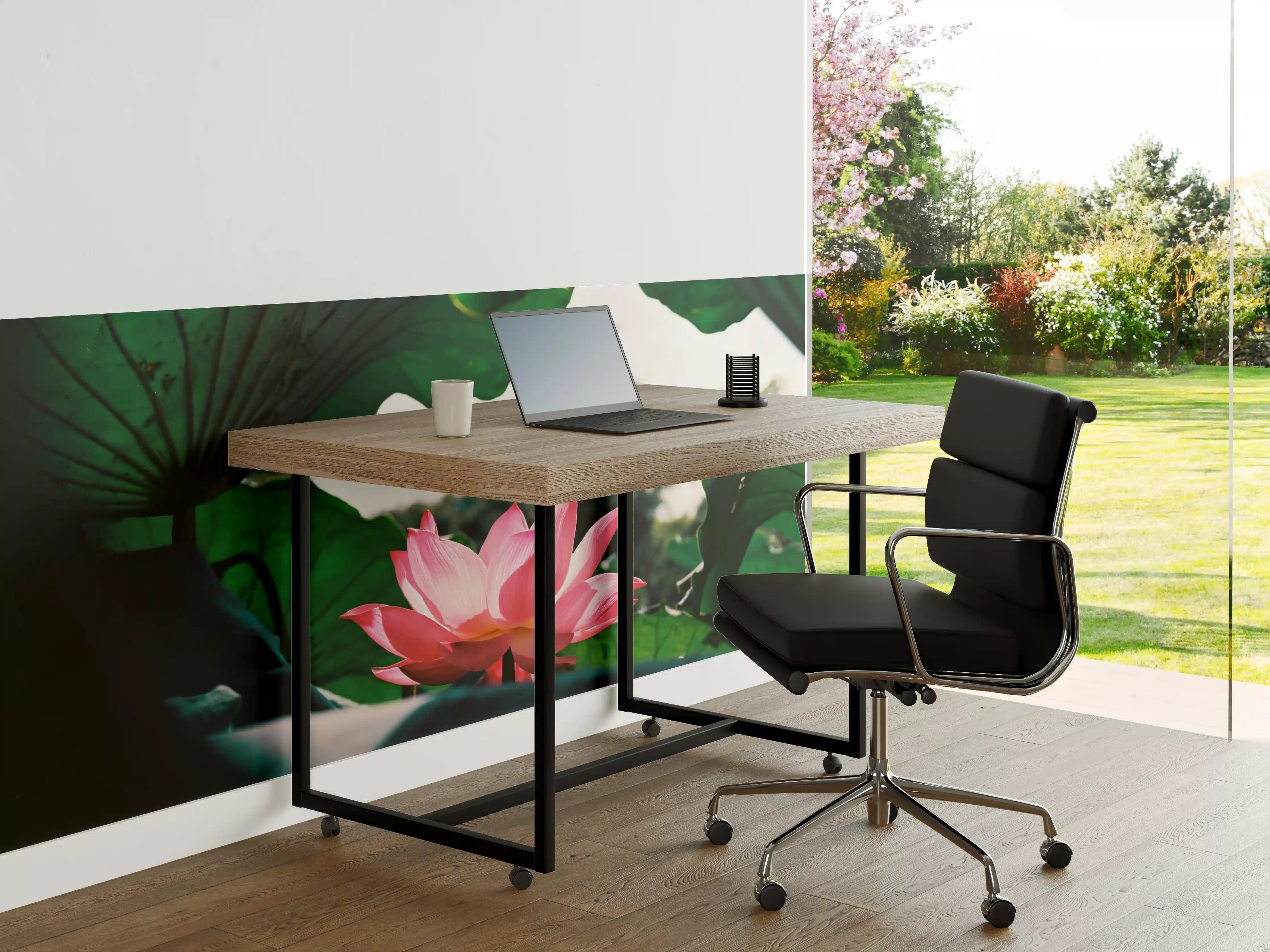 Büro Wandgestaltung - Lotosblume inmitten von Blättern