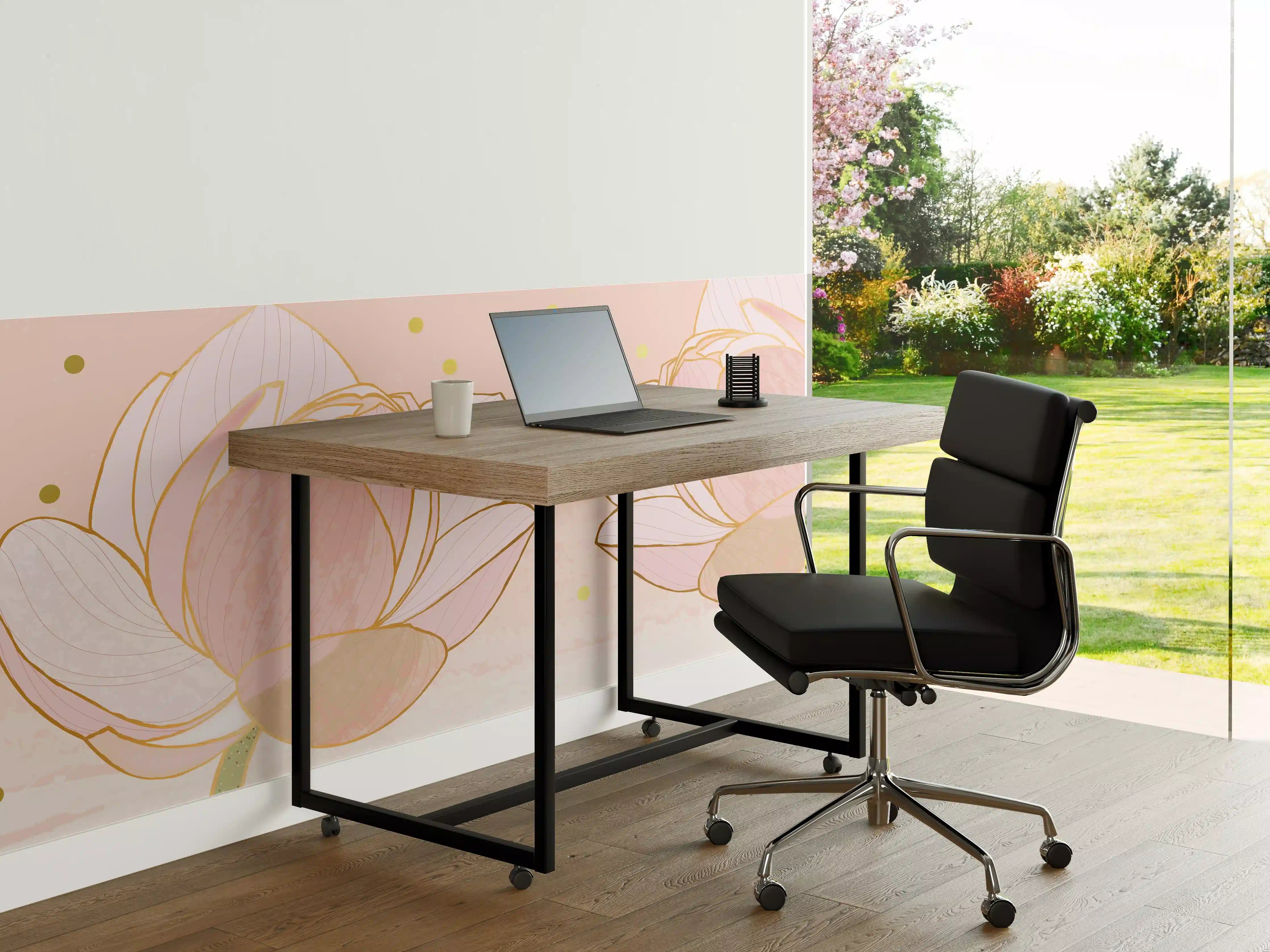 Büro Wandgestaltung - Lotusblüte Rosa Gold Akzente