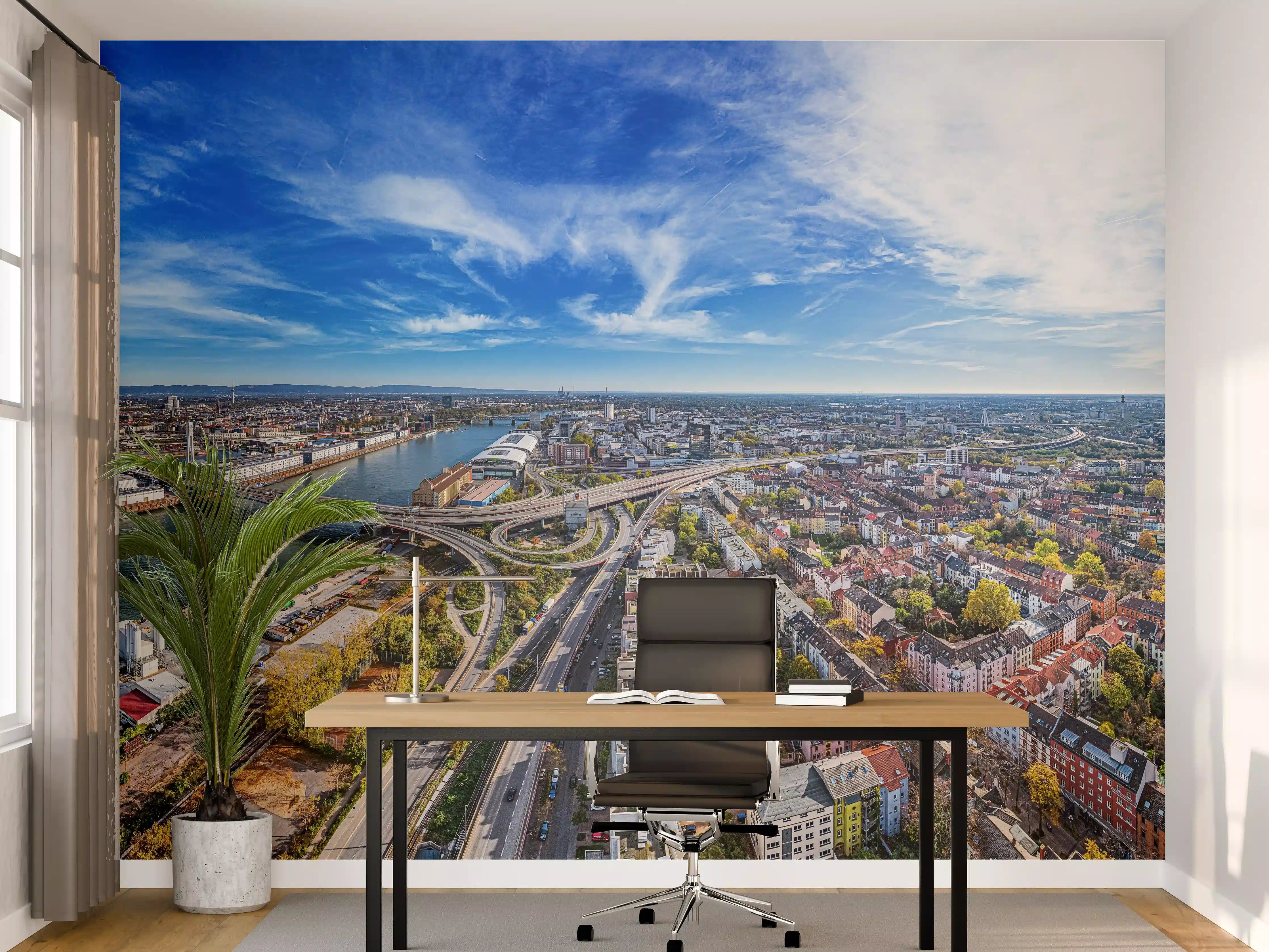 Büro Wandgestaltung - Luftaufnahme der Stadt Ludwigshafen