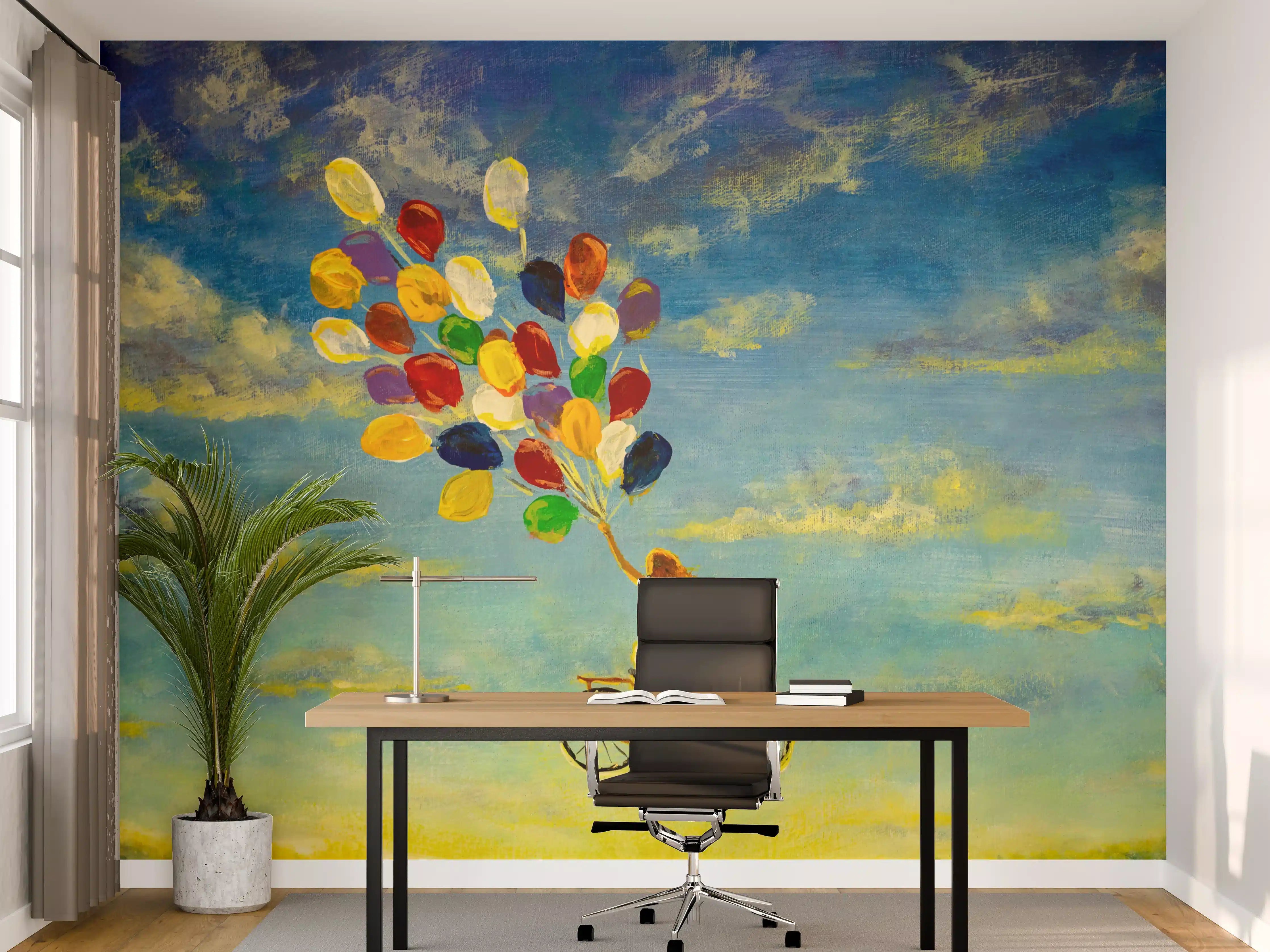 Büro Wandgestaltung - Luftballon-Fahrrad Gemälde
