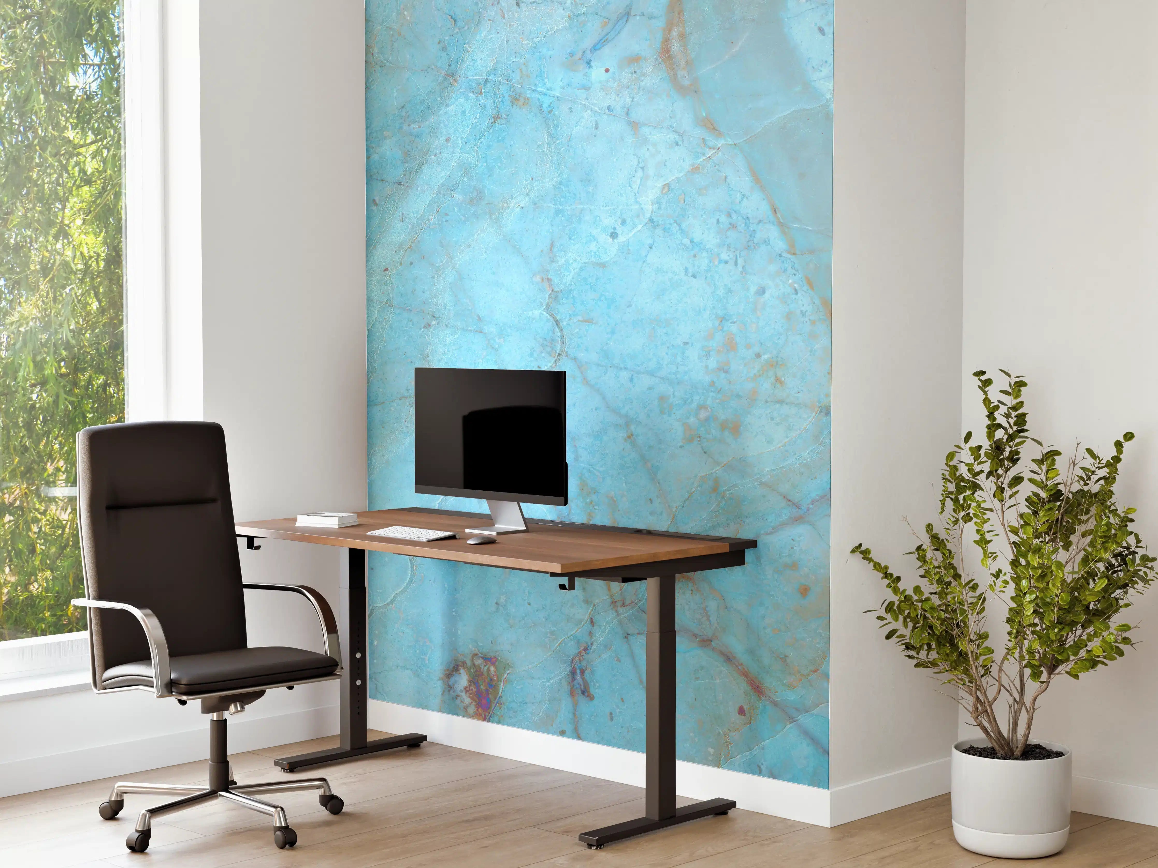 Büro Wandgestaltung - Luxuriöser Onyxmarmor in Aqua Tone