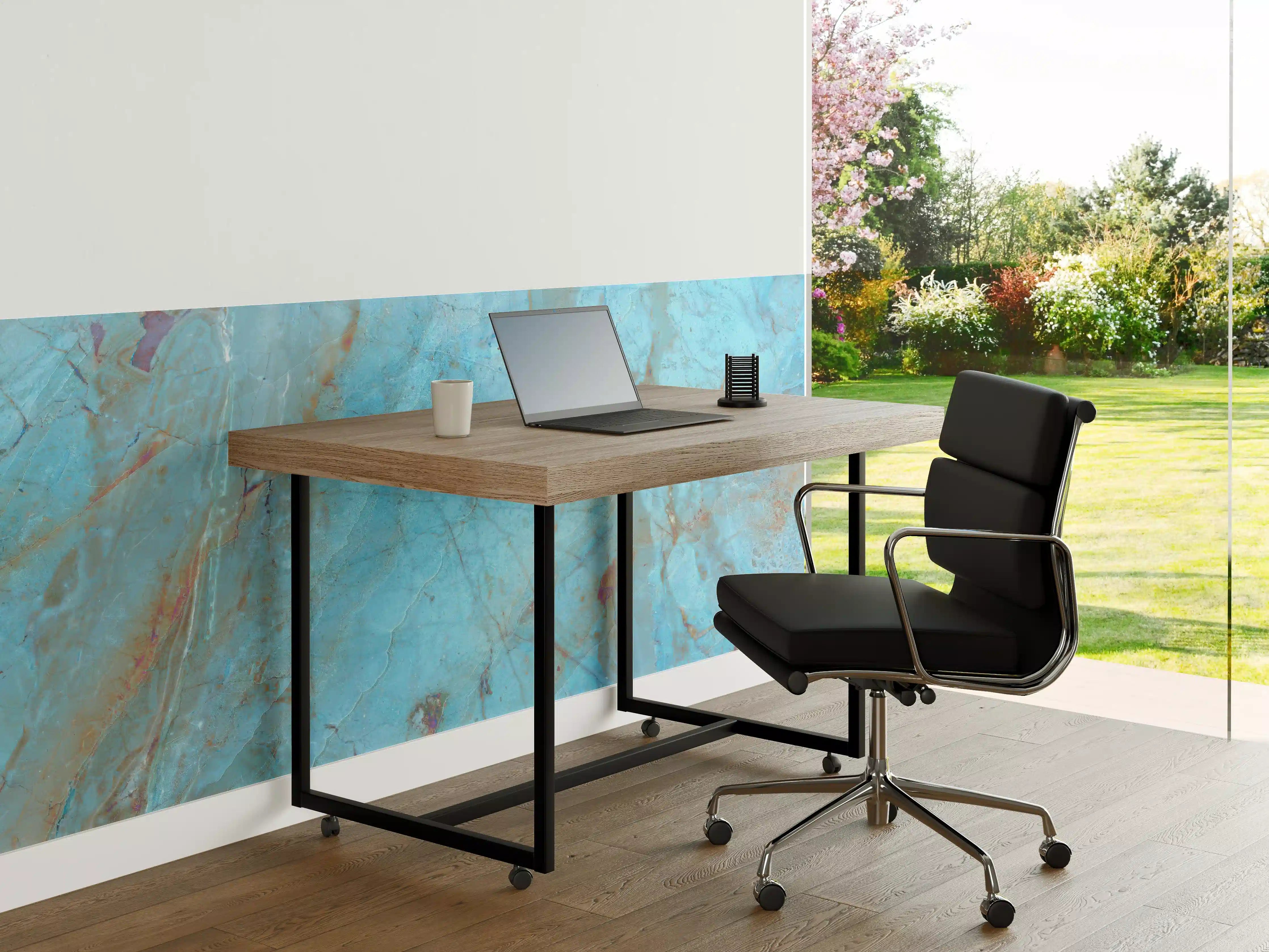 Büro Wandgestaltung - Luxuriöser Onyxmarmor in Aqua Tone