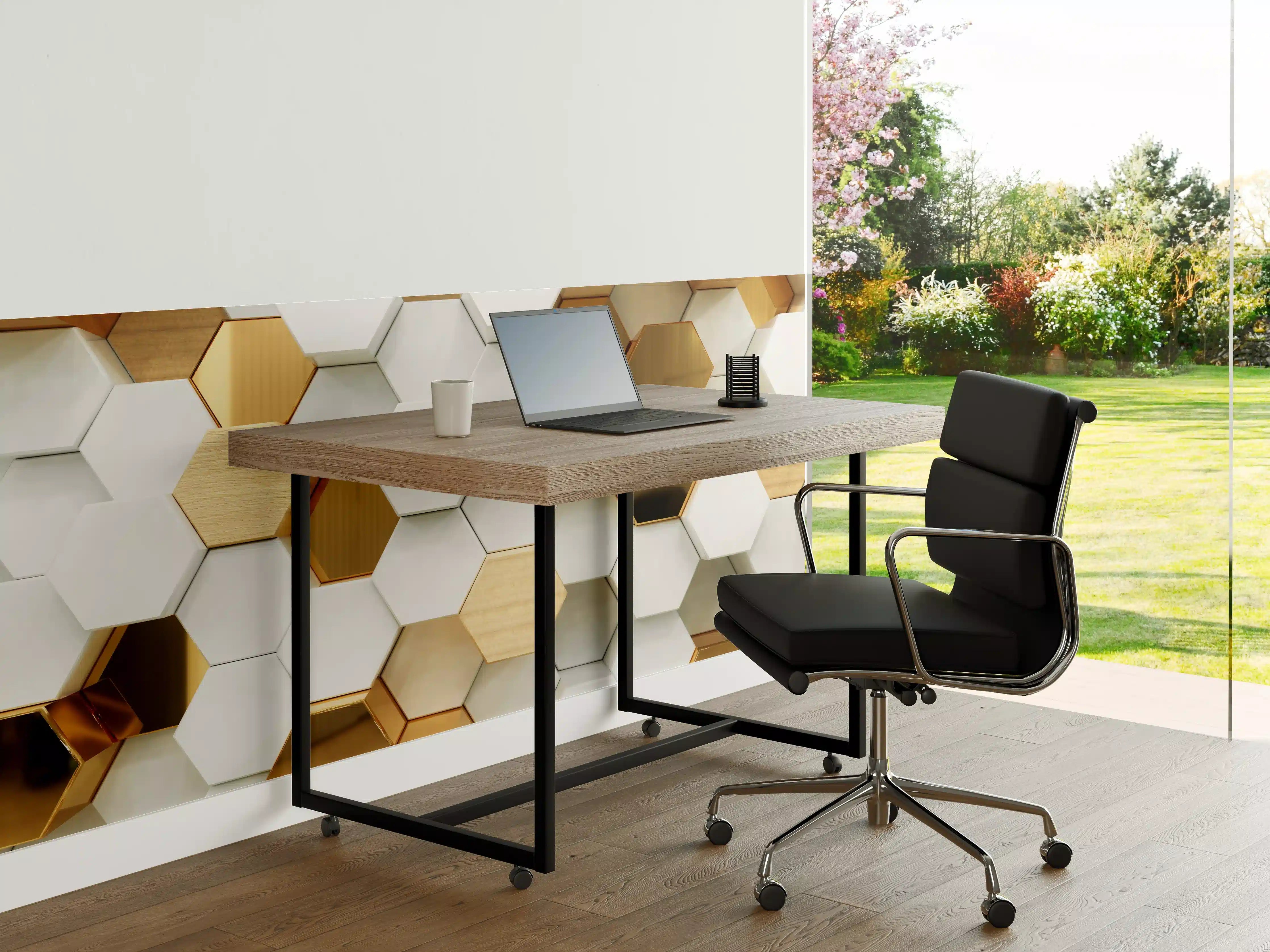 Büro Wandgestaltung - Luxuriöser Weiß-Gold-Hexagon-Hintergrund
