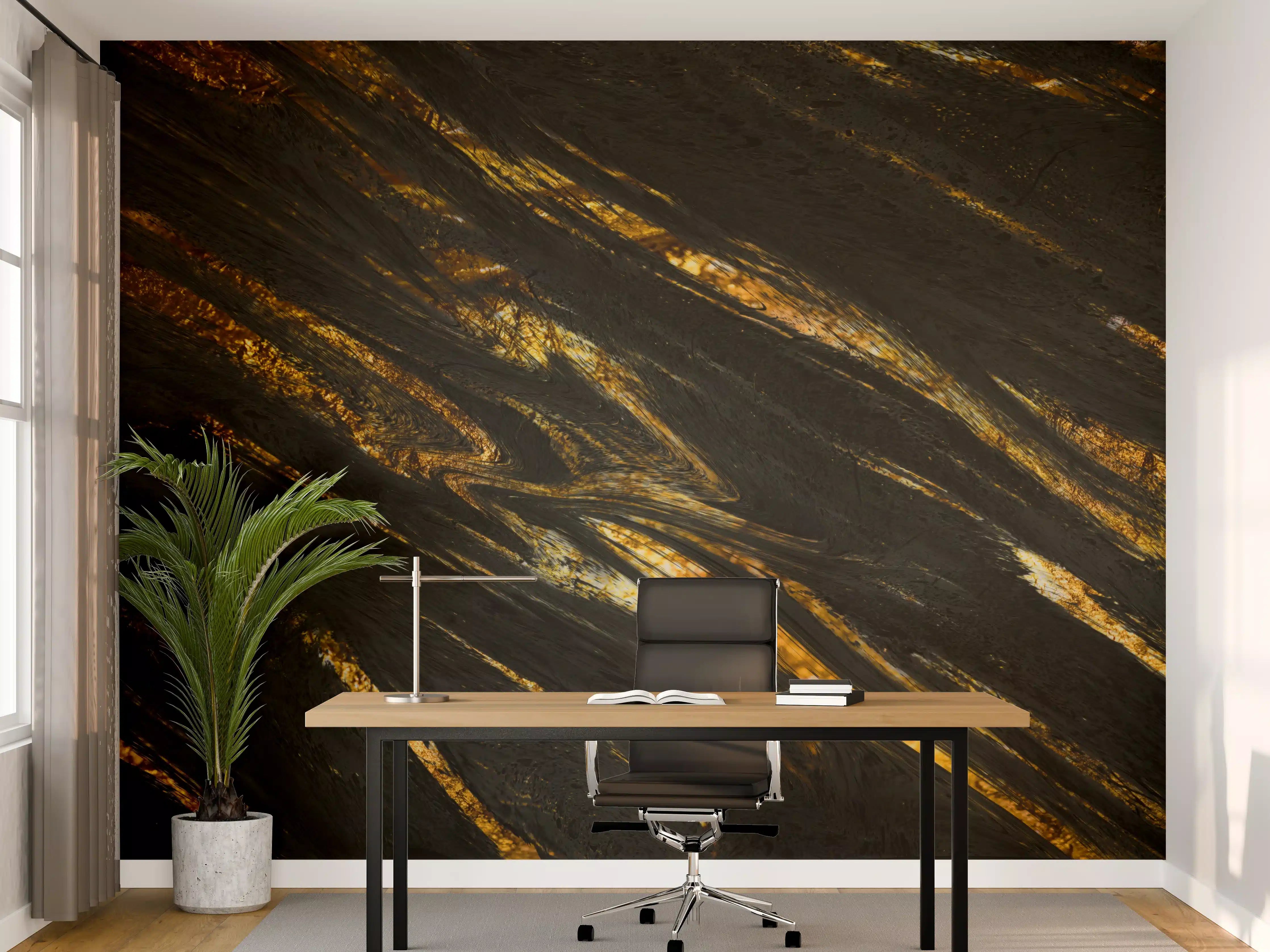Büro Wandgestaltung - Luxus Gold Marmor-Holz Textur
