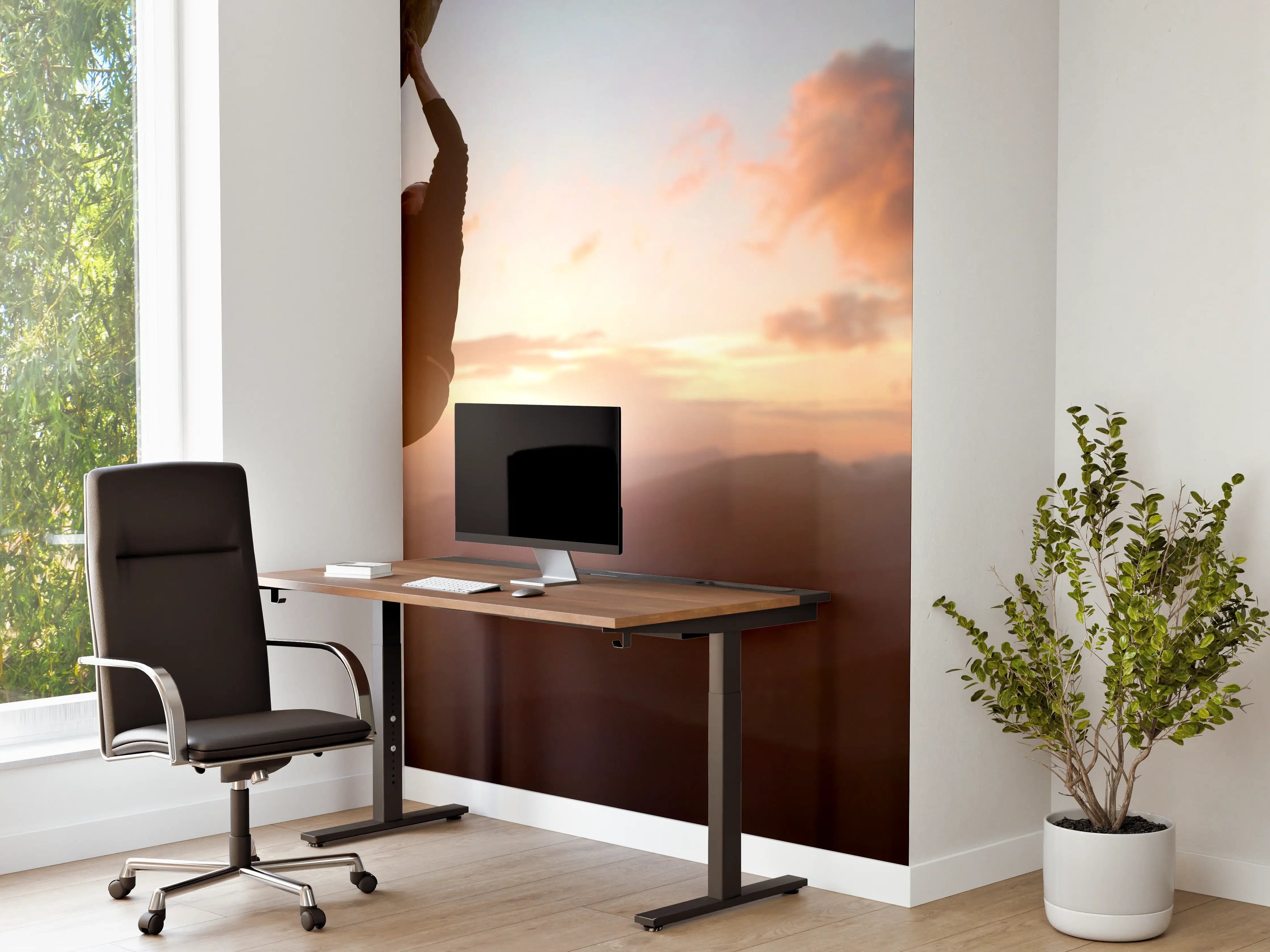 Büro Wandgestaltung - Männlicher Kletterer bei Sonnenuntergang