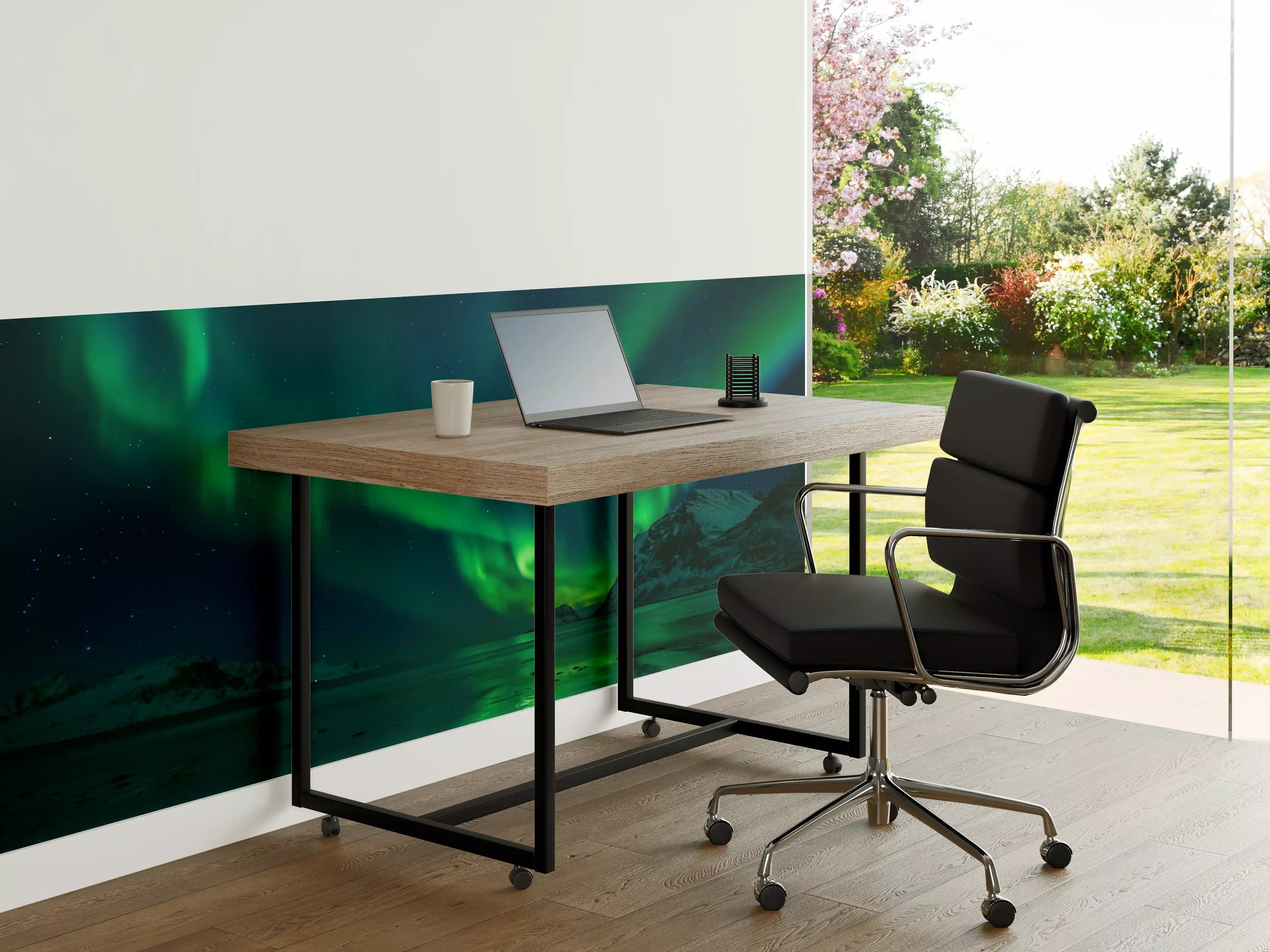 Büro Wandgestaltung - Magische Nordlichter am Strand