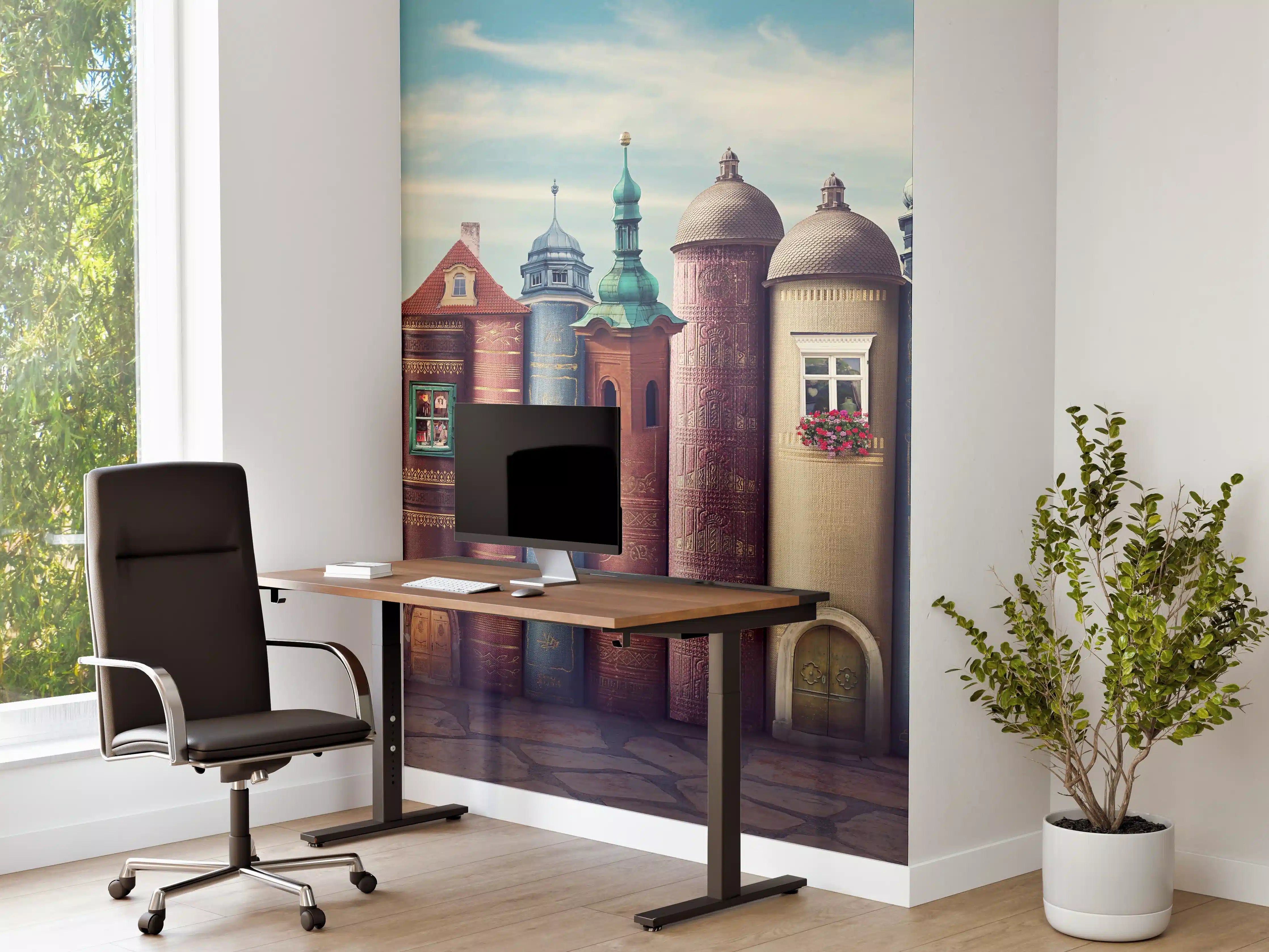 Büro Wandgestaltung - Magische Stadt aus Büchern