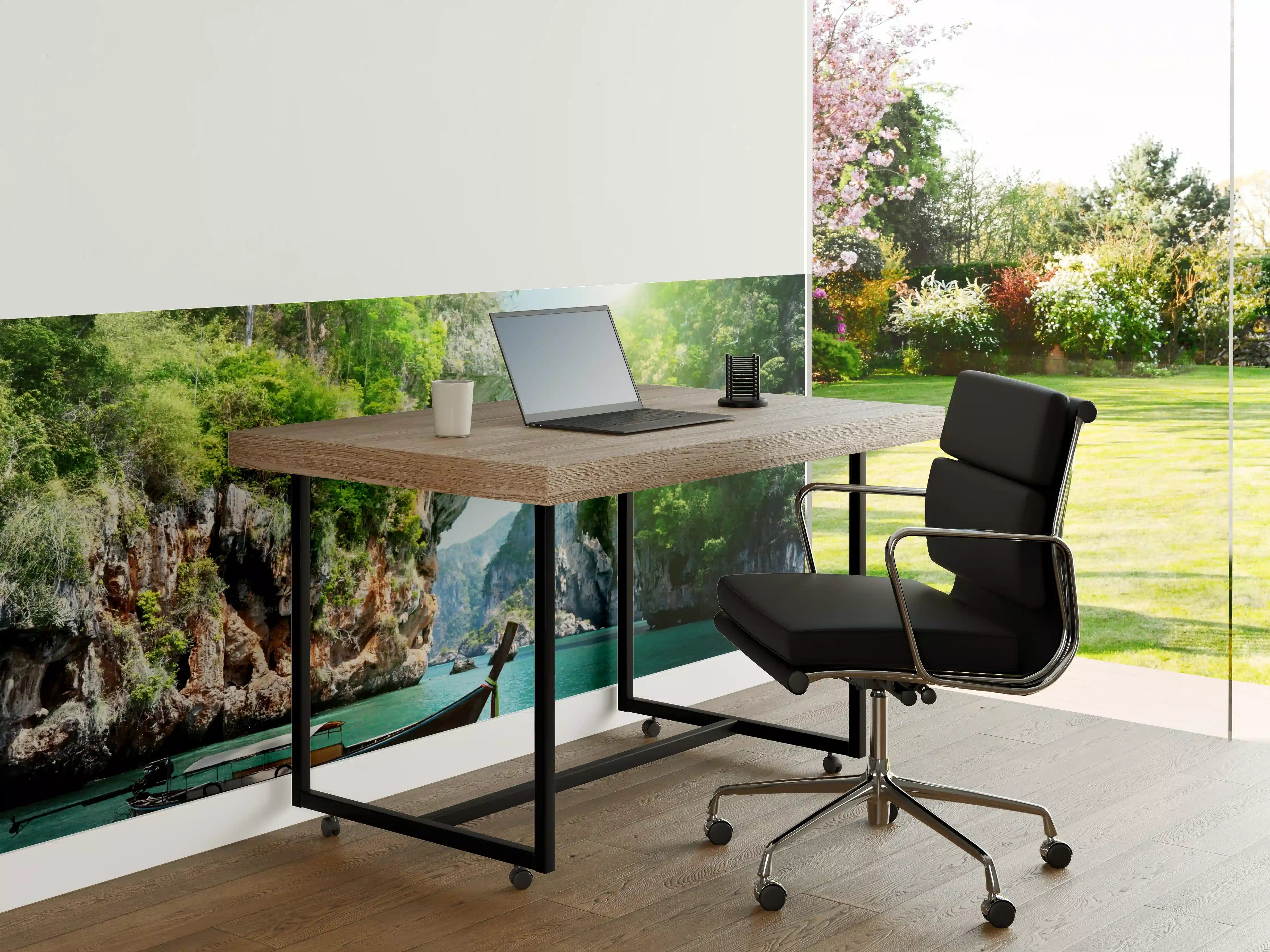 Büro Wandgestaltung - Majestätische Meereslandschaft mit Felsen und Boot