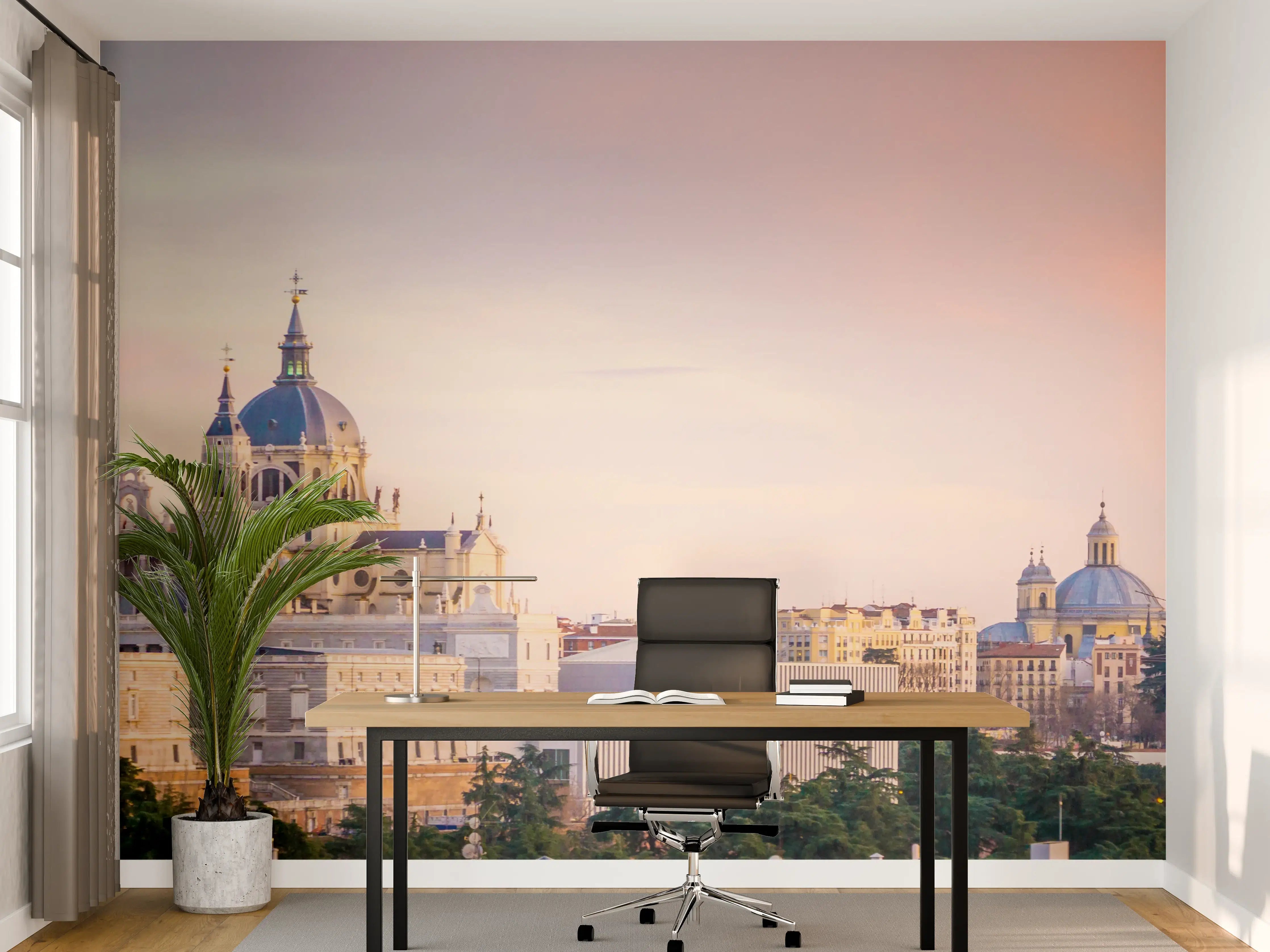 Büro Wandgestaltung - Majestätische Silhouette von Madrid bei Sonnenuntergang