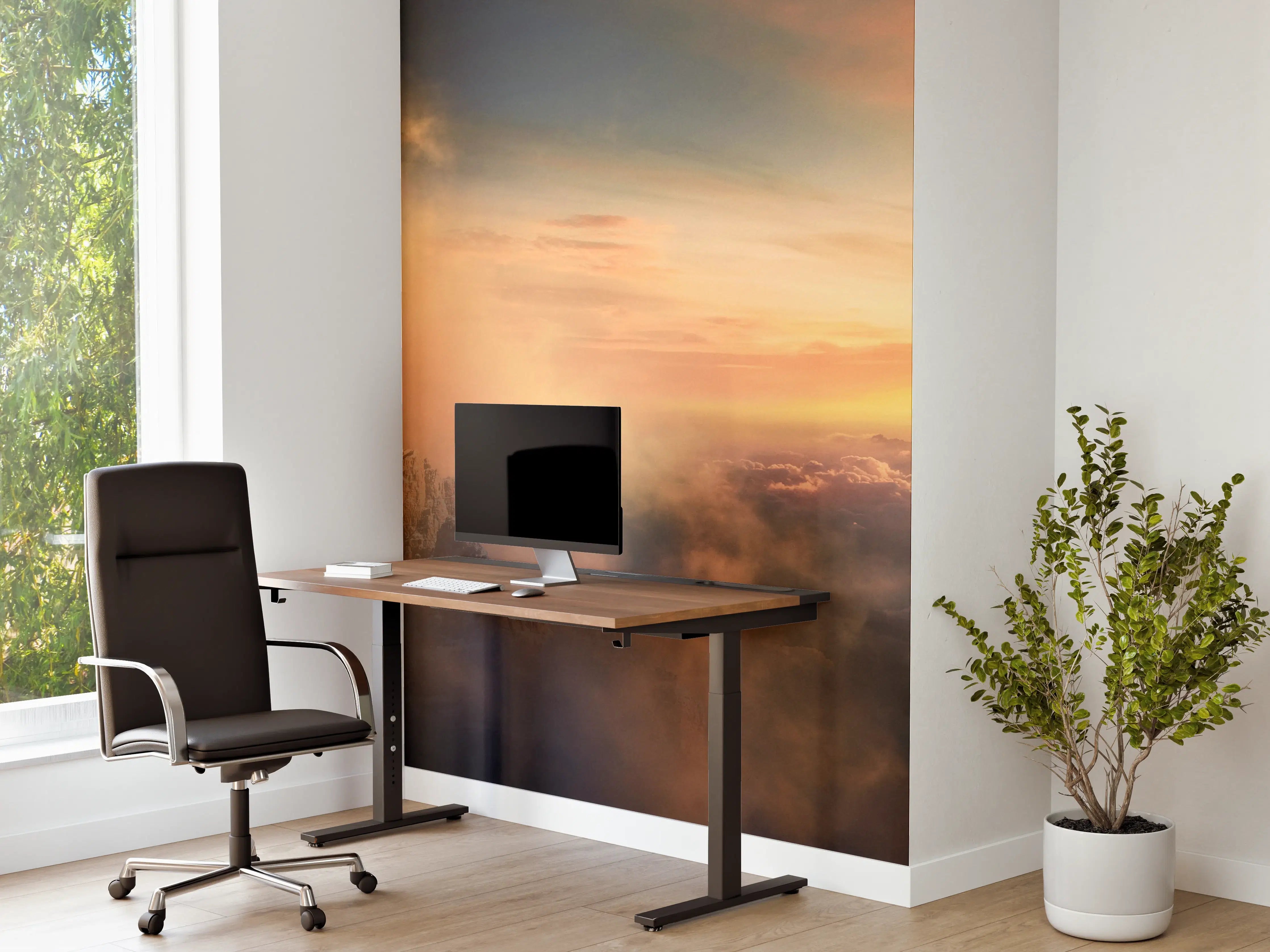 Büro Wandgestaltung - Majestätischer Berggipfel im Sonnenaufgang