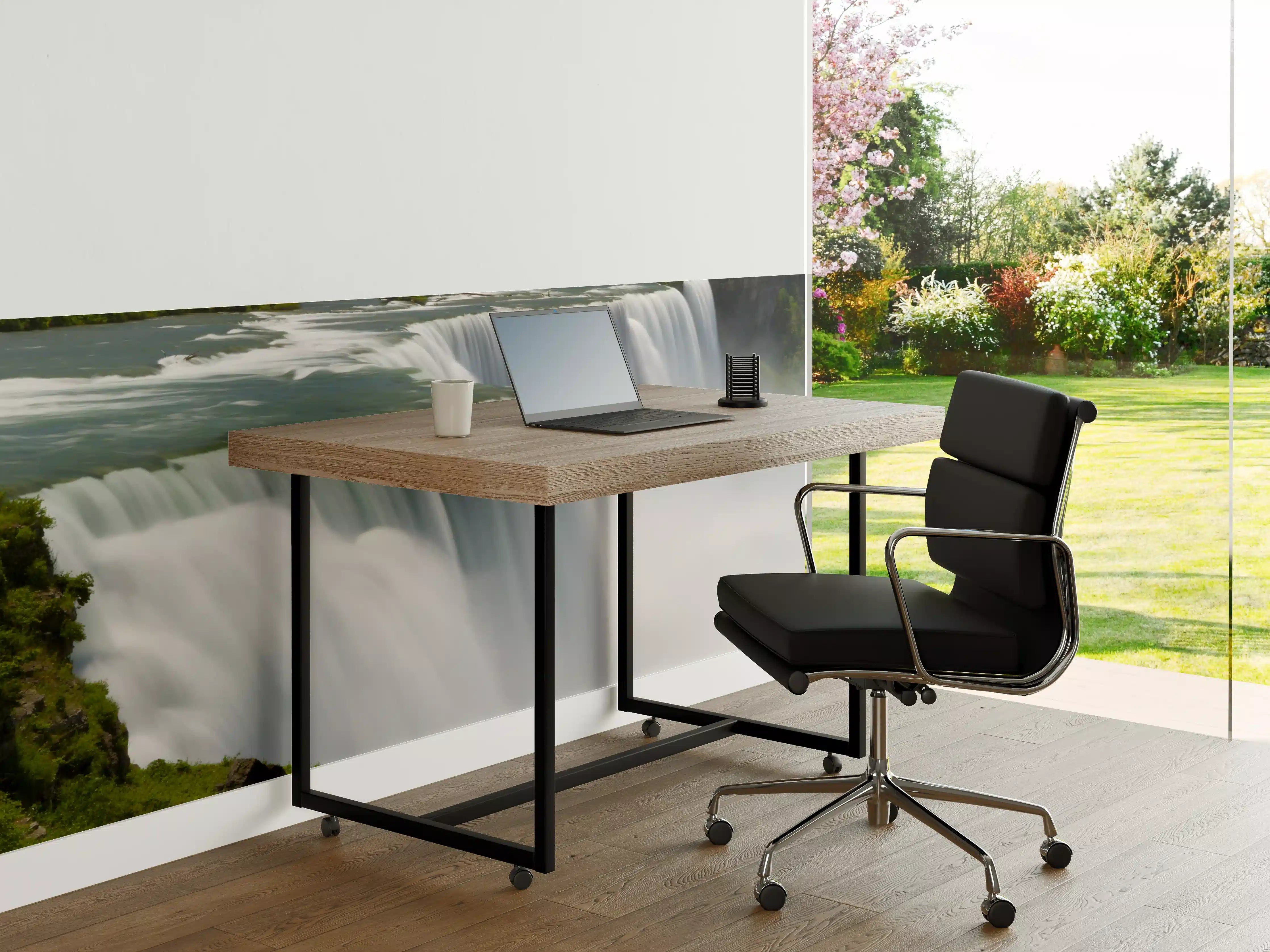 Büro Wandgestaltung - Majestätischer Wasserfall in Grünlandschaft
