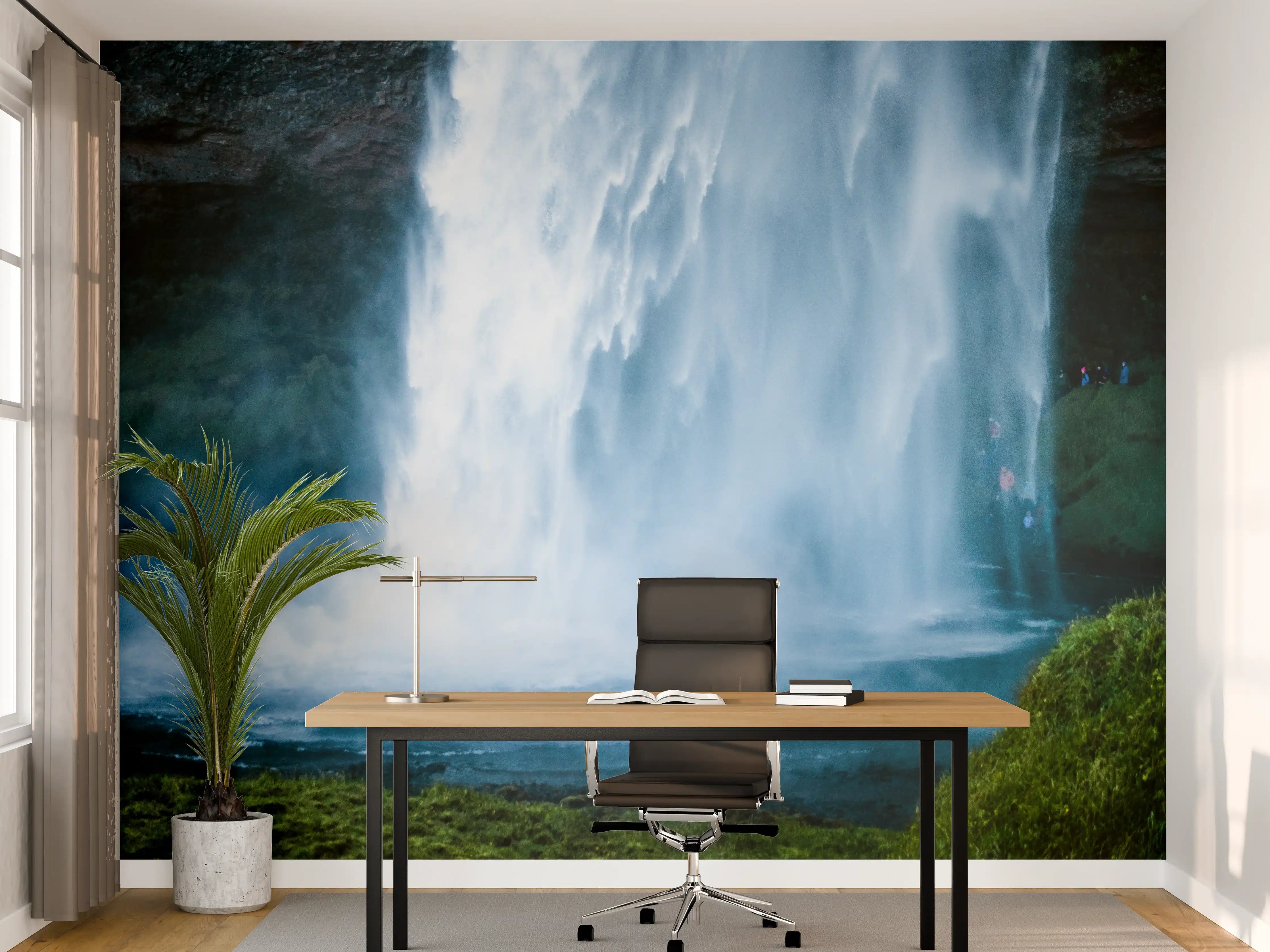 Büro Wandgestaltung - Majestätischer Wasserfall in Island