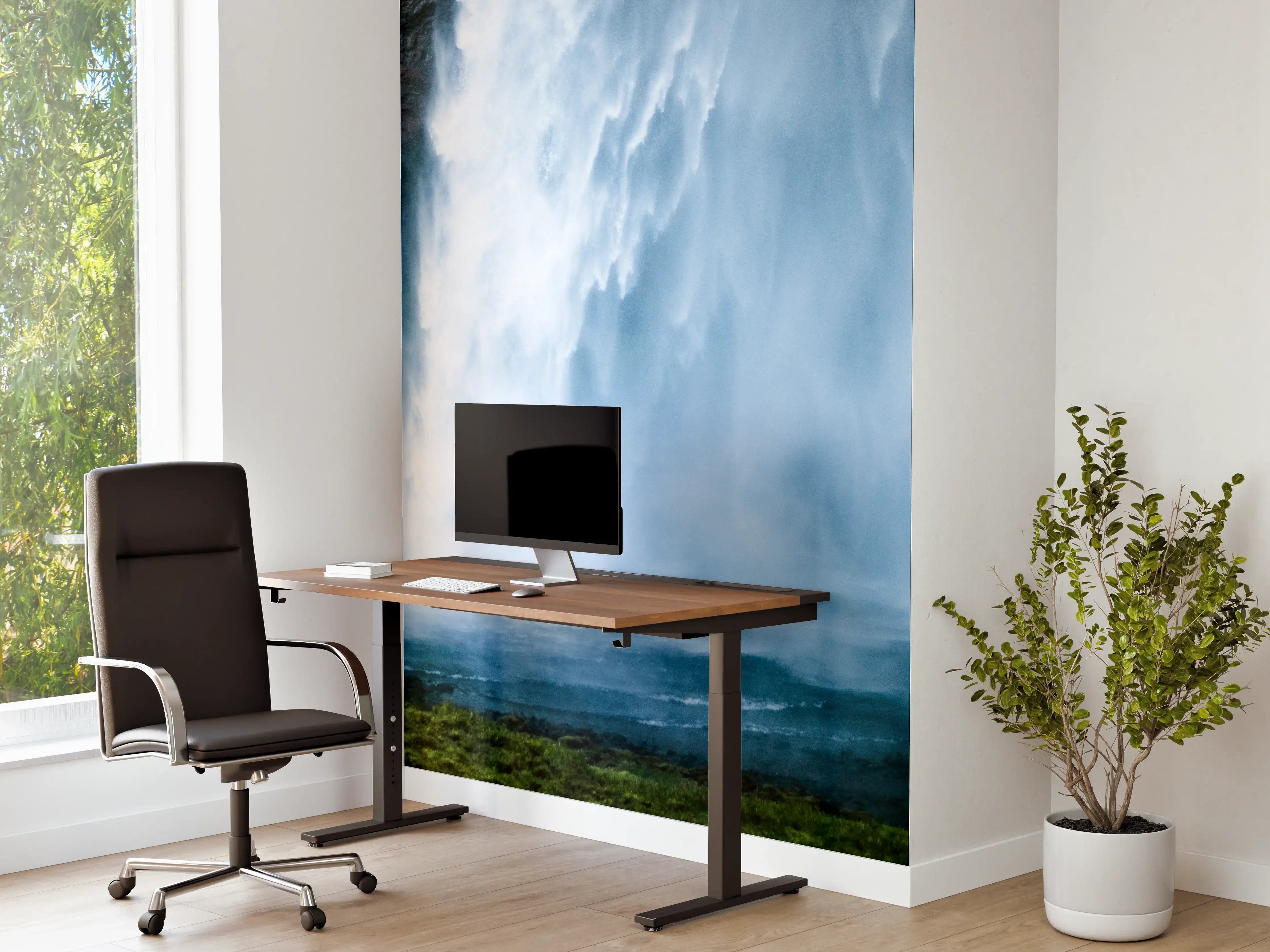 Büro Wandgestaltung - Majestätischer Wasserfall in Island