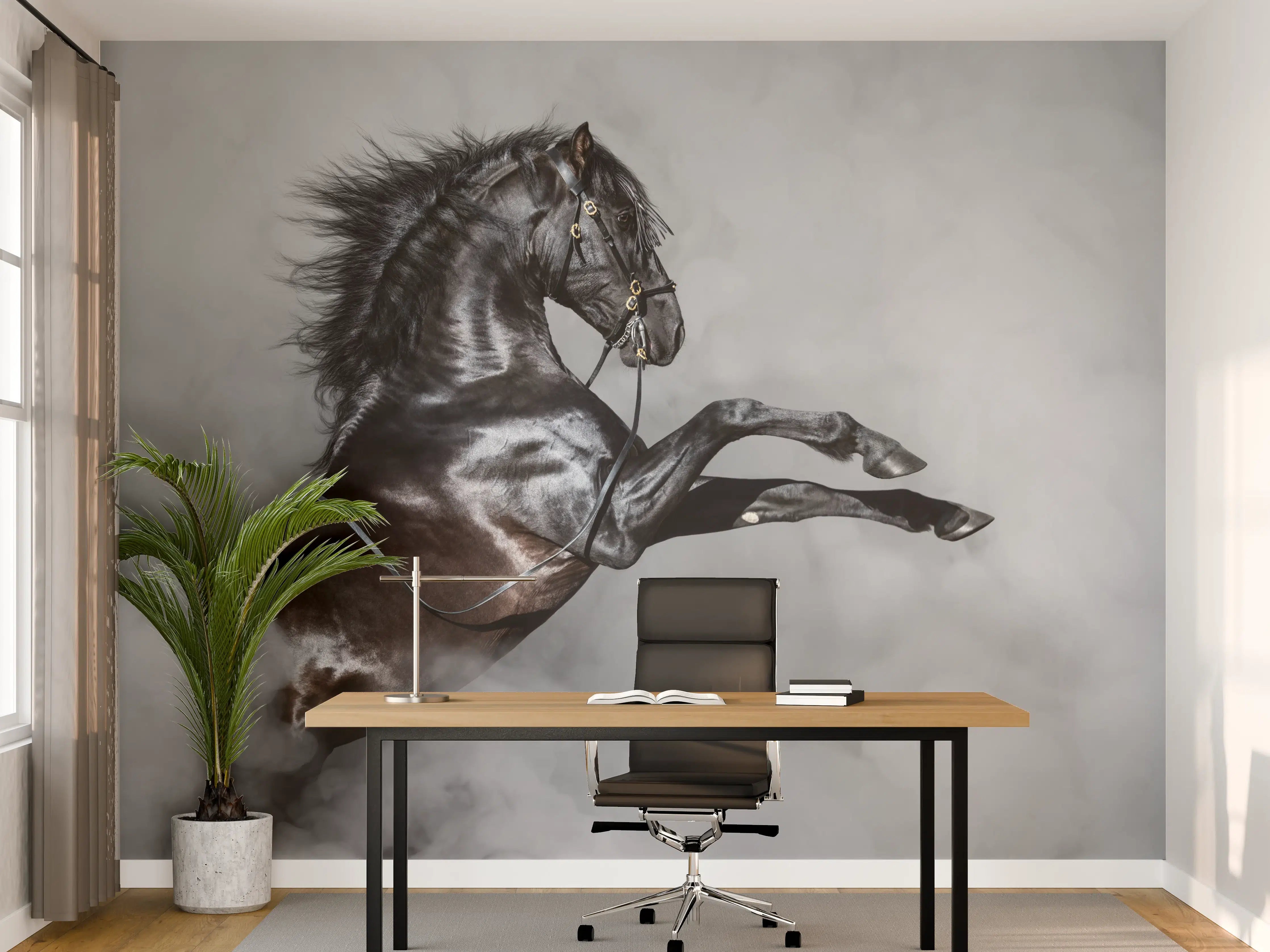 Büro Wandgestaltung - Majestätisches Schwarzes Pferd