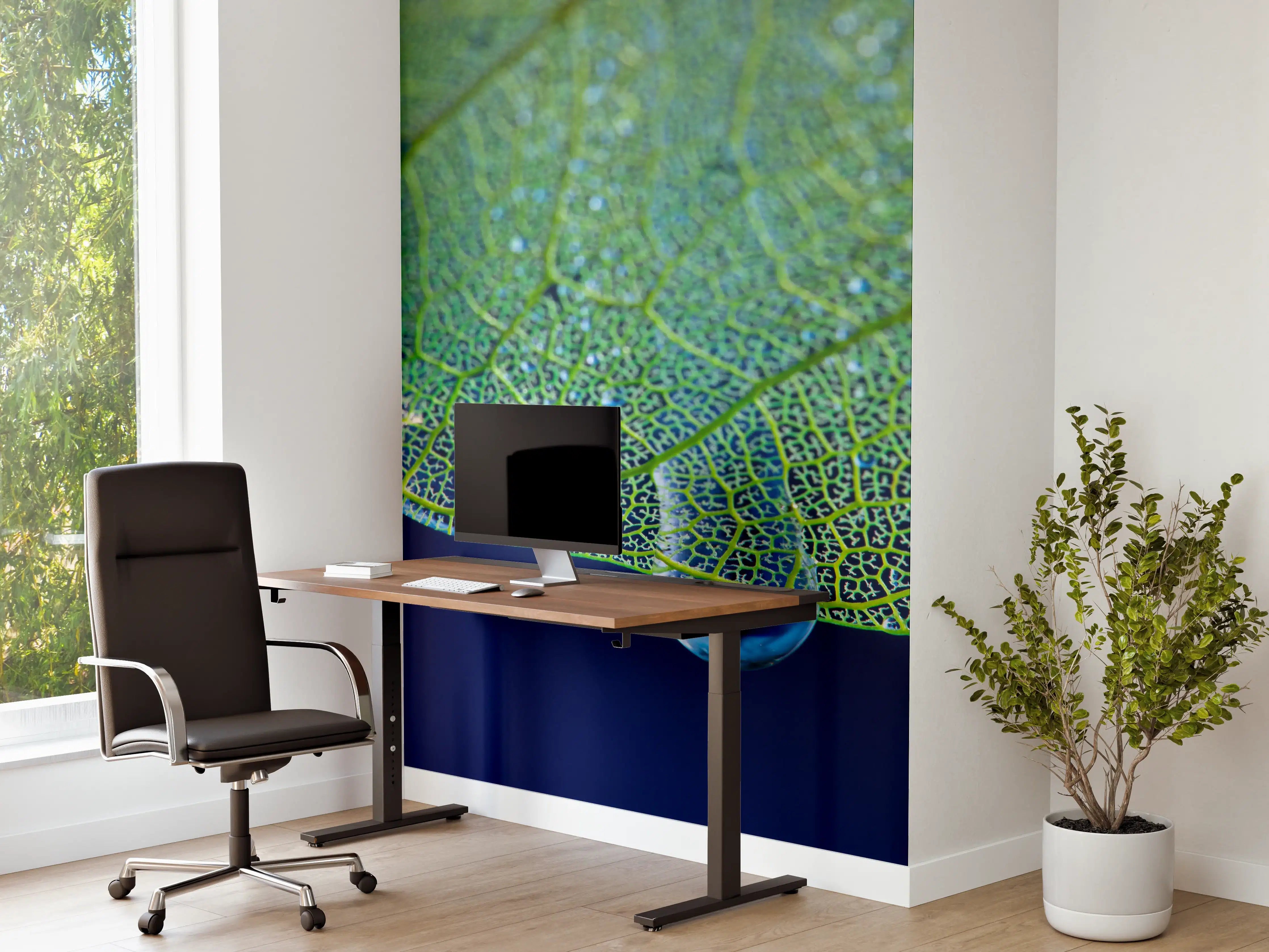 Büro Wandgestaltung - Makroaufnahme Grünes Blattgeäder