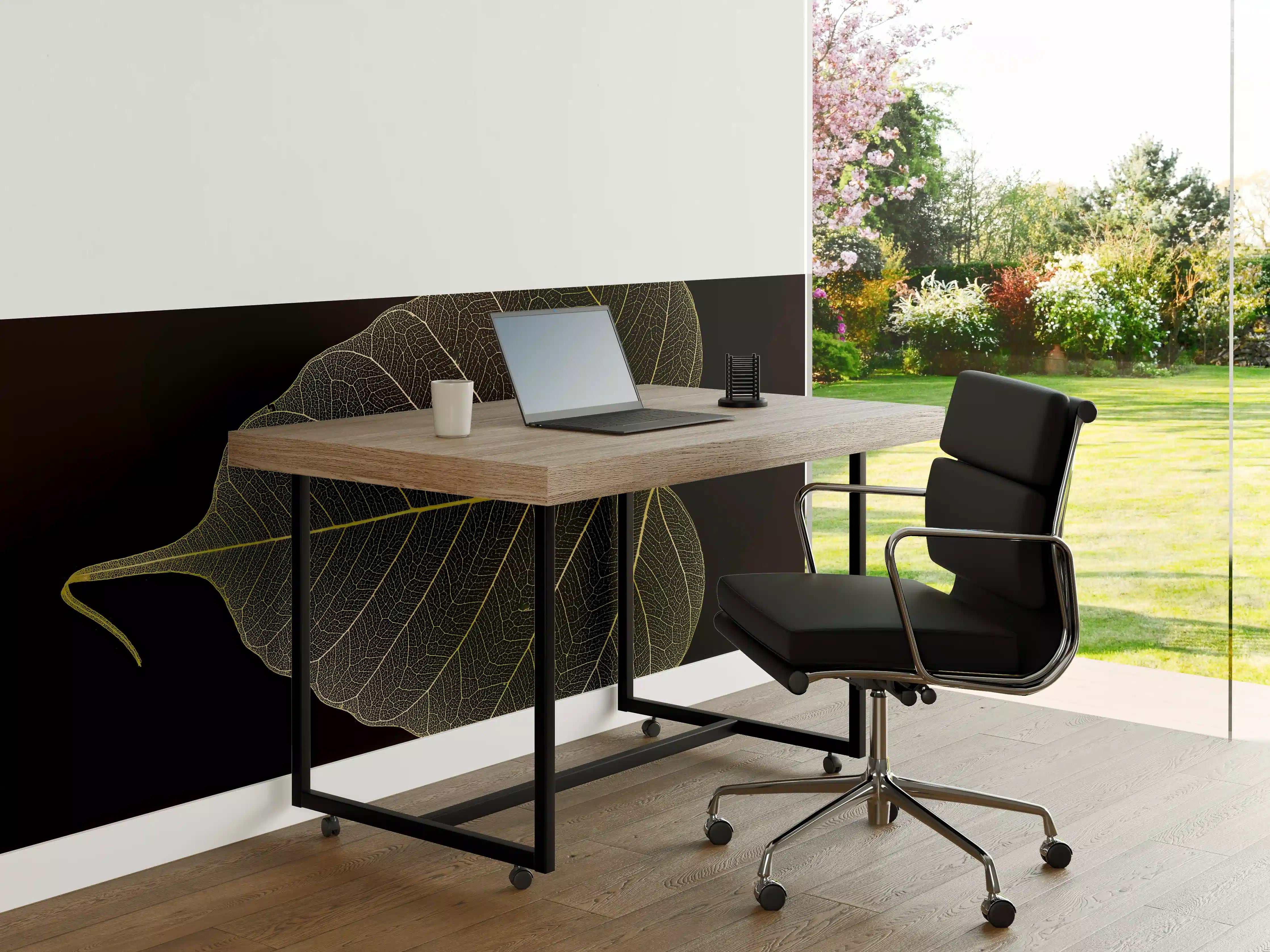 Büro Wandgestaltung - Makrofotografie Blattstruktur Gelb