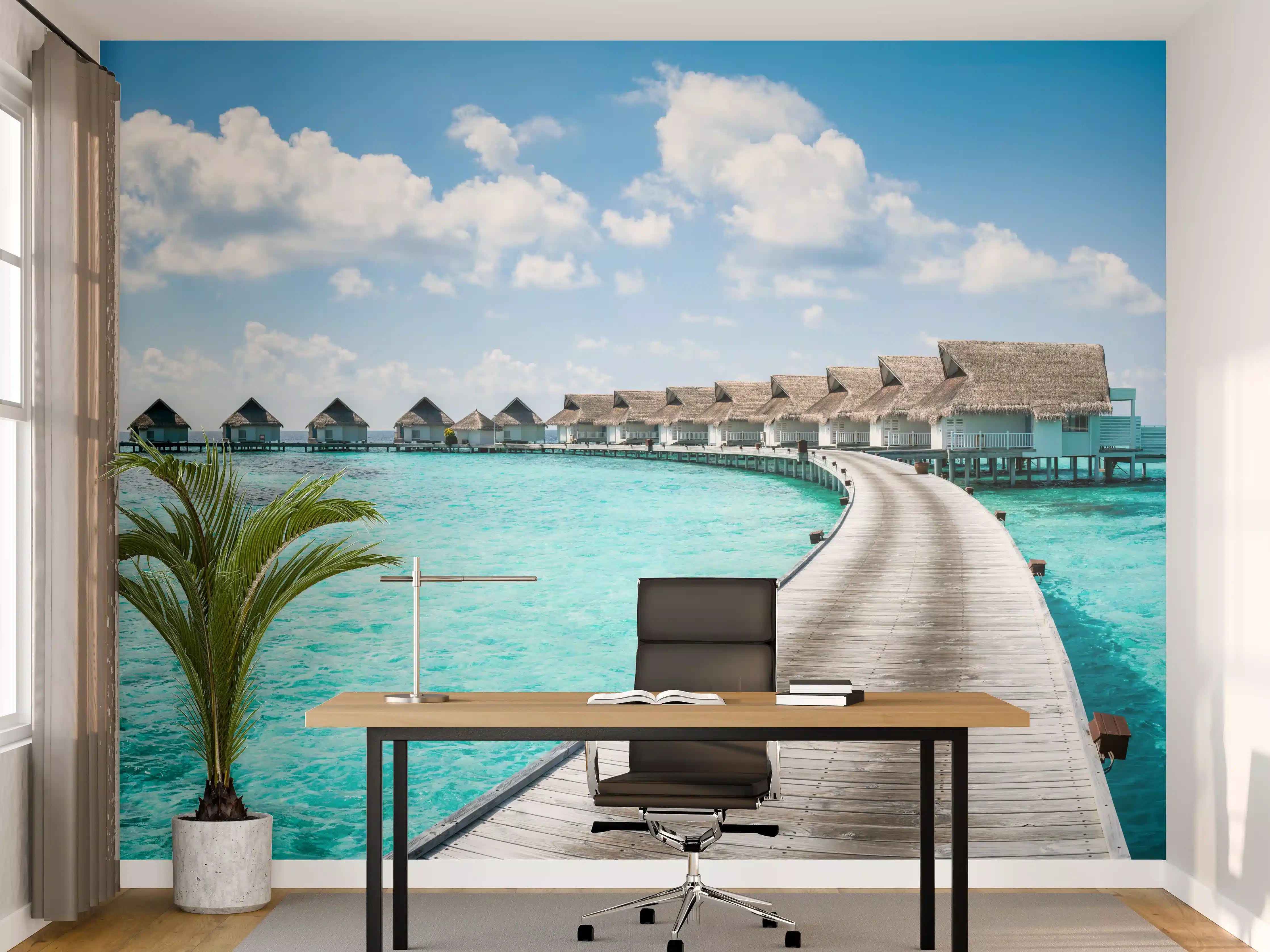 Büro Wandgestaltung - Malediven Wasser-Hotel