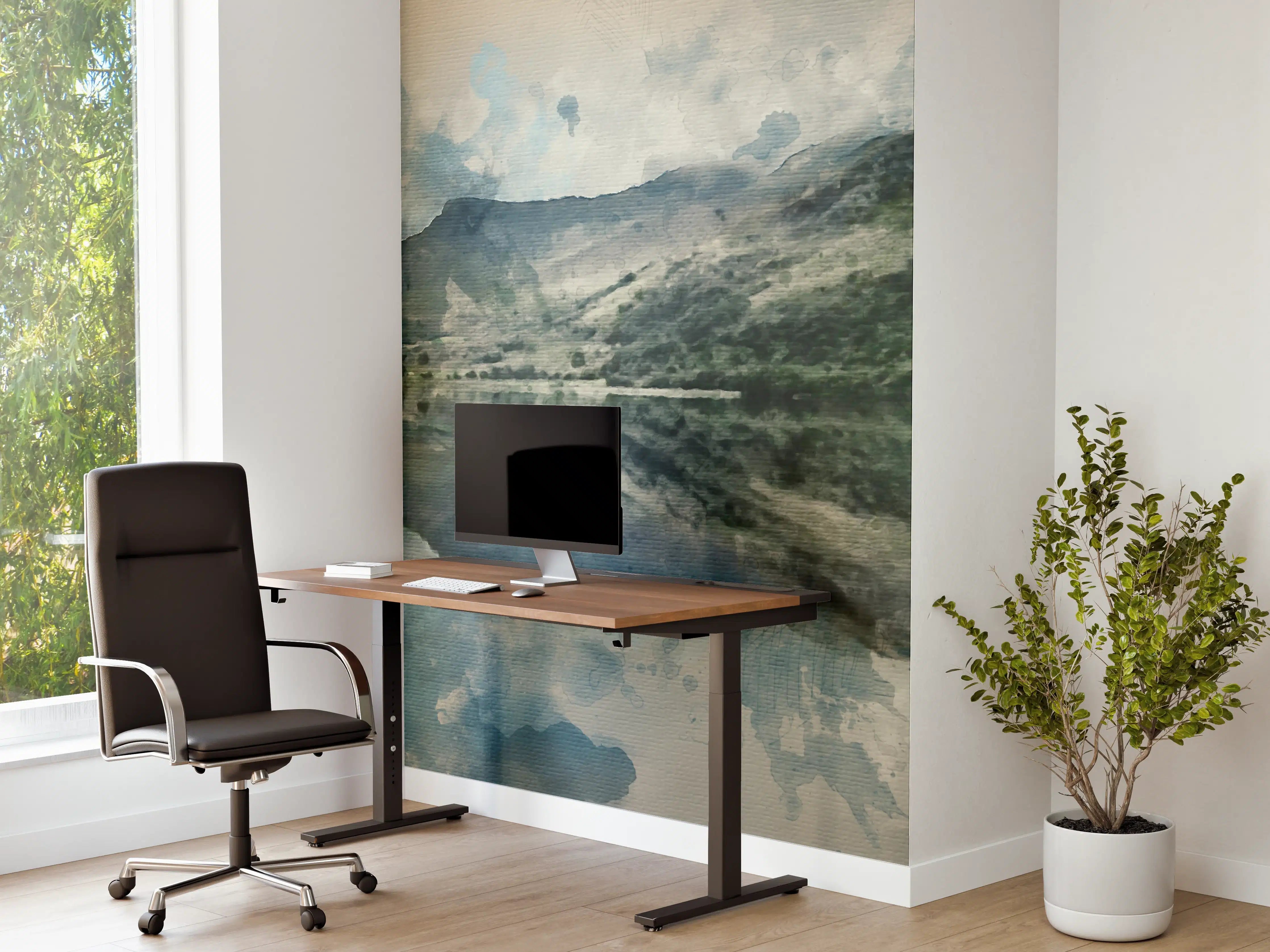Büro Wandgestaltung - Malerei mit Wasserfarben von Seenlandschaft