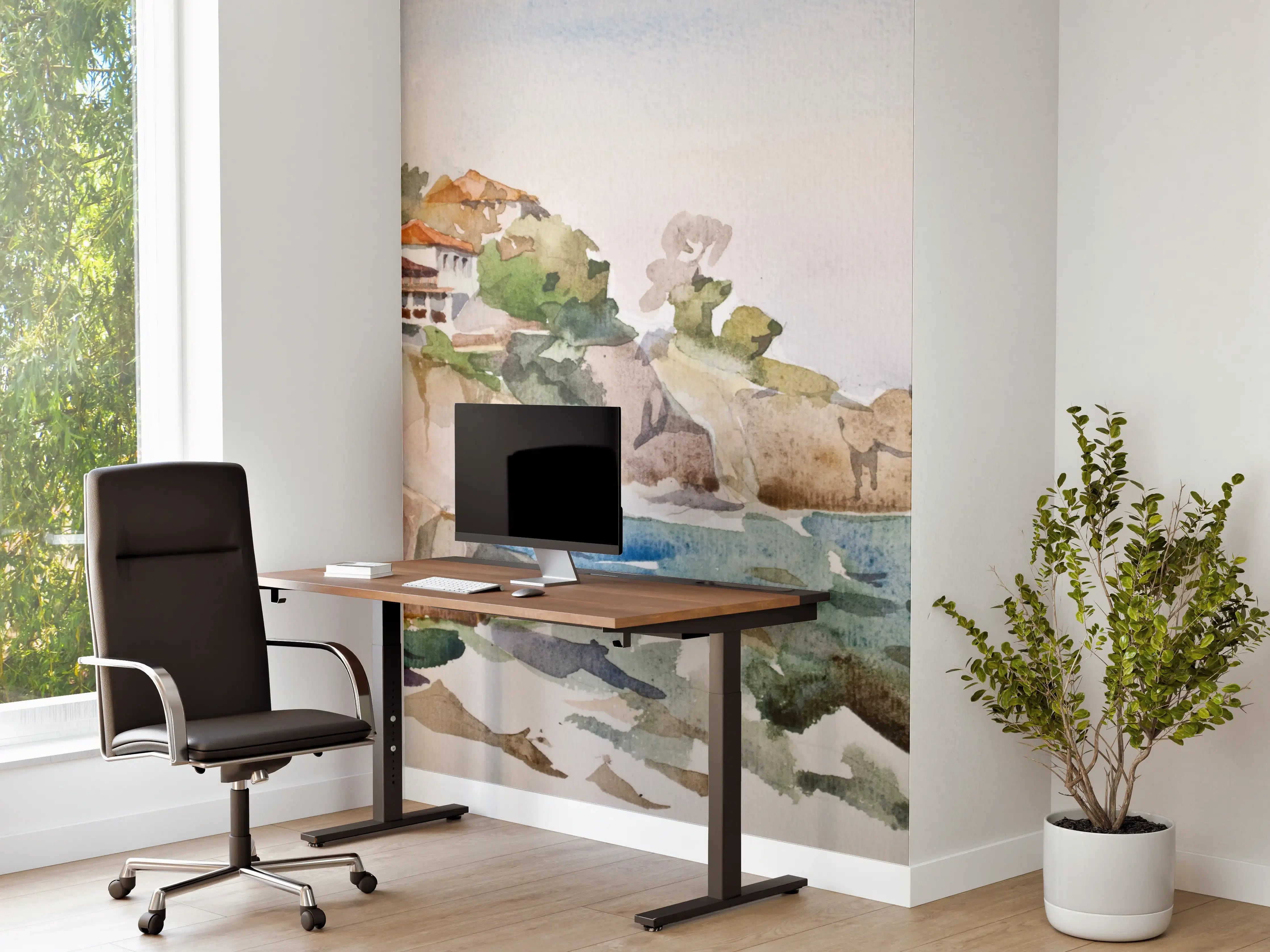 Büro Wandgestaltung - Malerische Küstenlandschaft mit Häusern