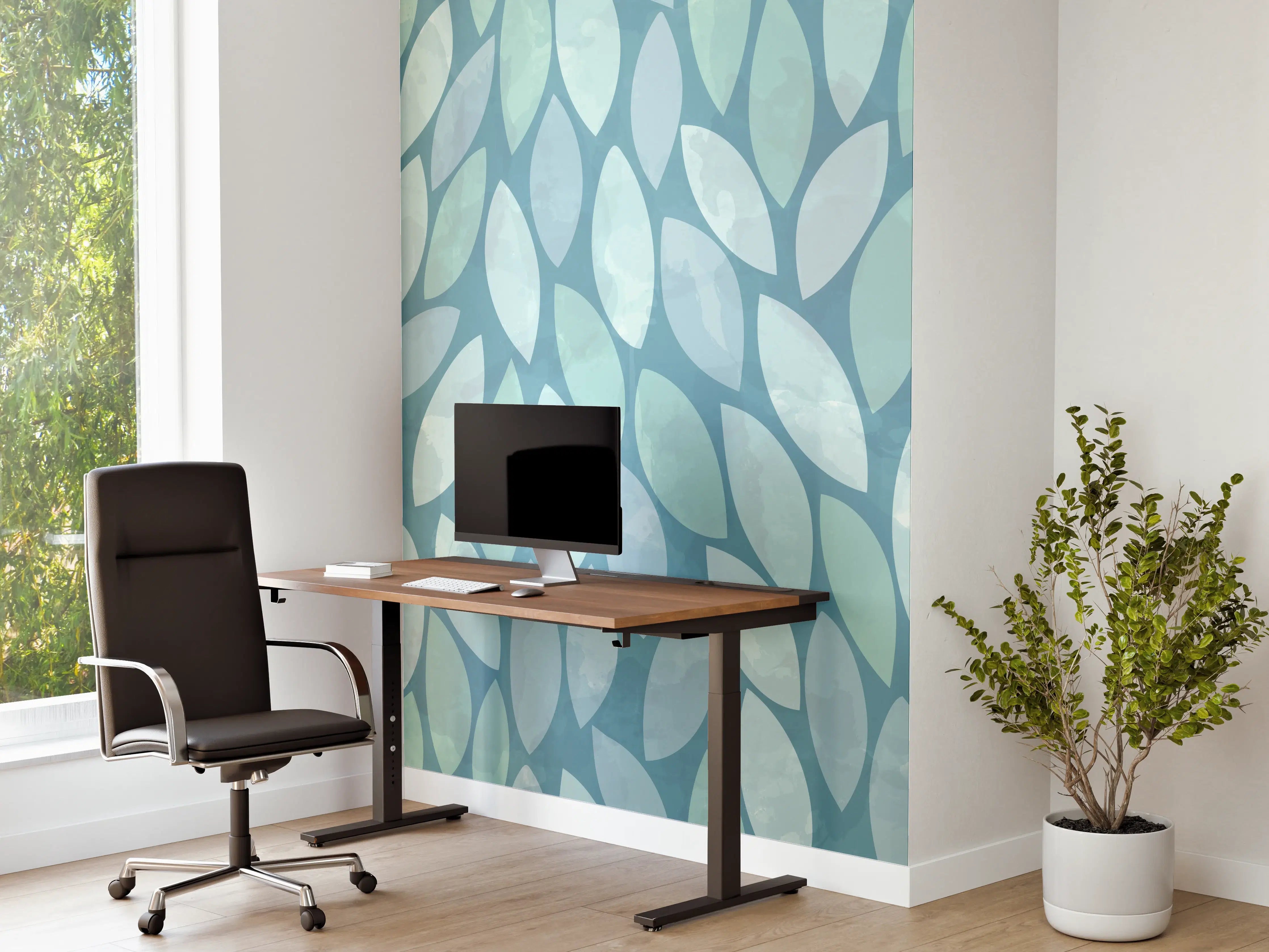 Büro Wandgestaltung - Malerische Wasserfarben-Tapete in Blau