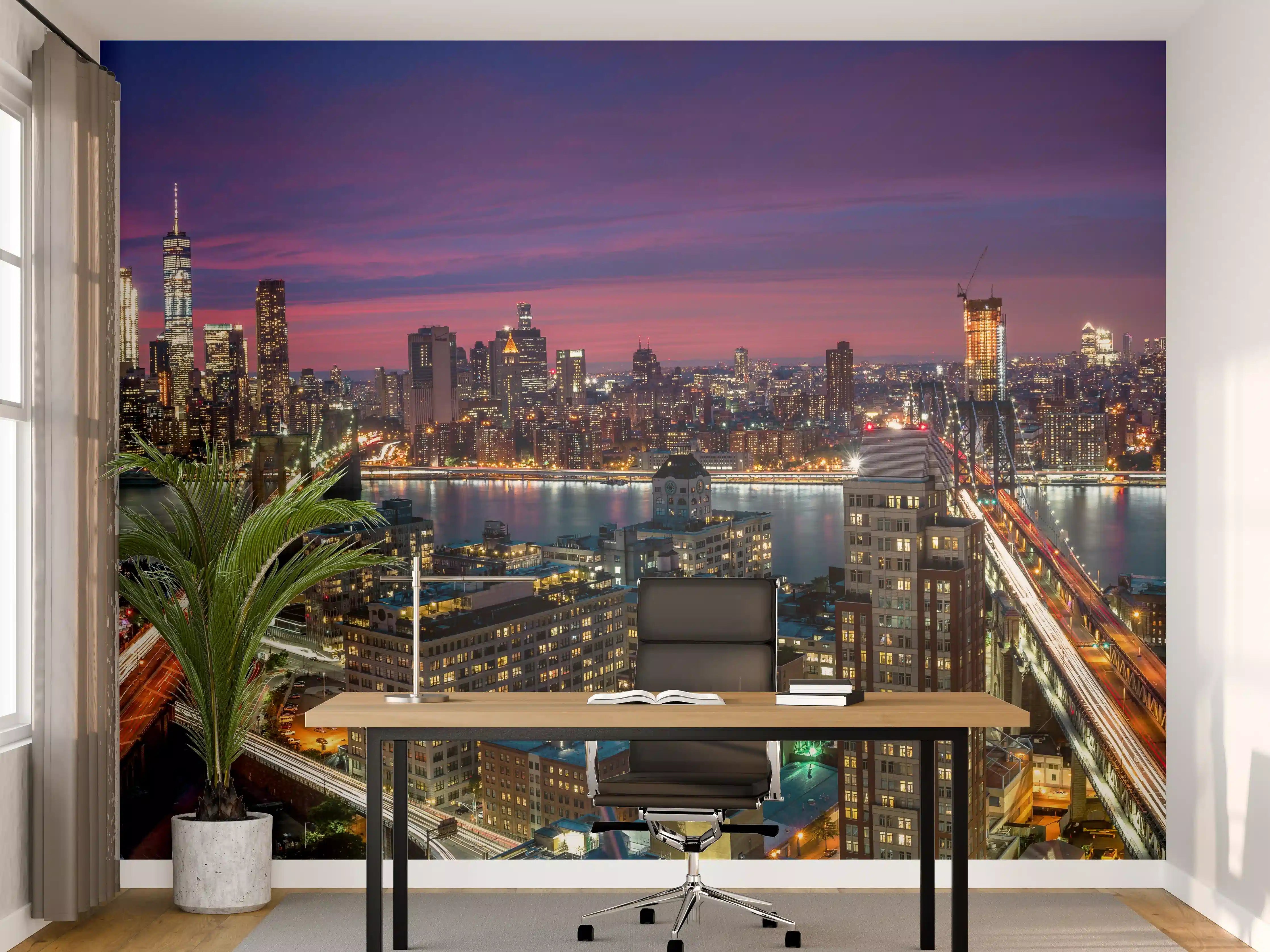 Büro Wandgestaltung - Manhattan Skyline bei Dämmerung