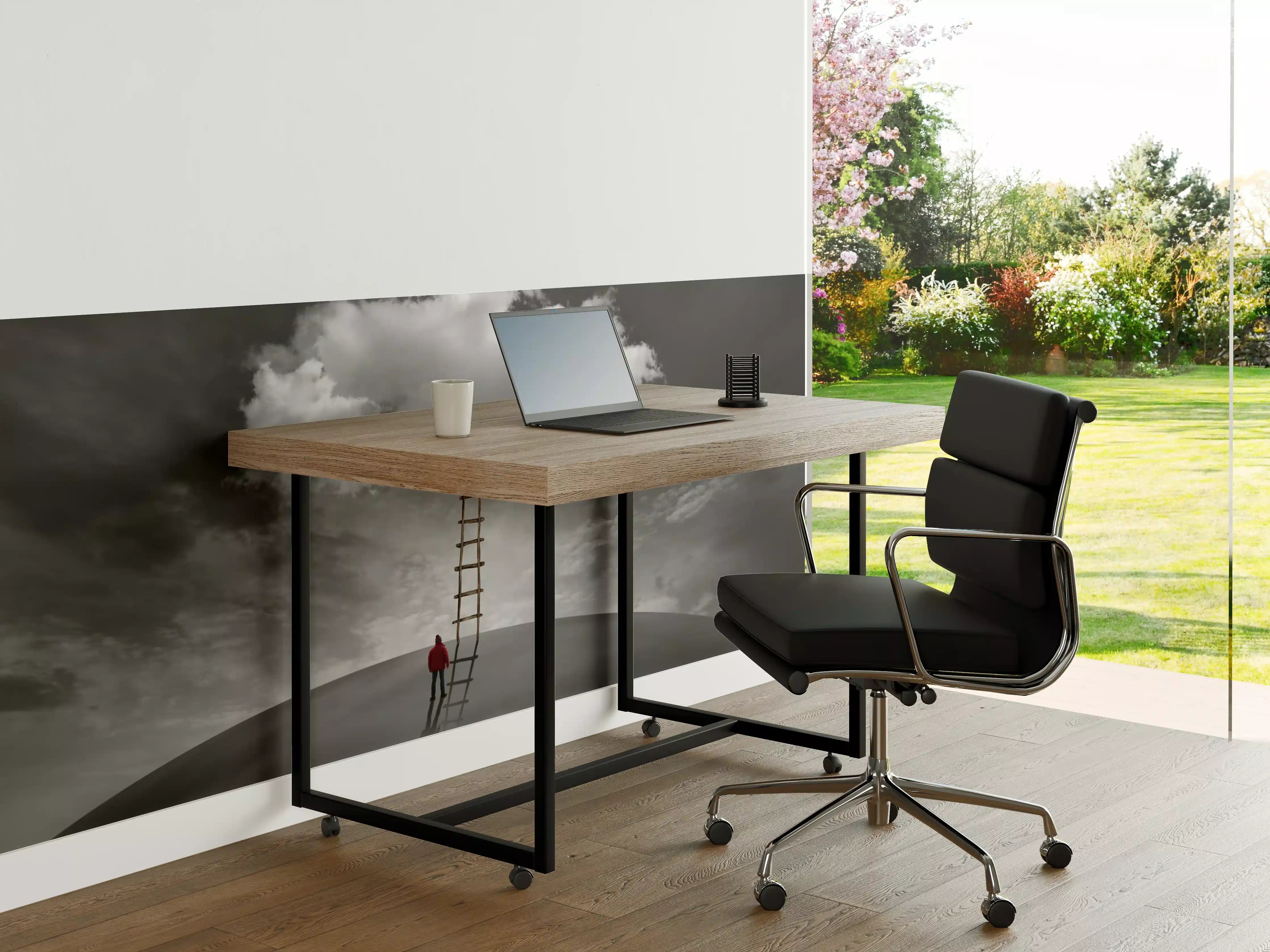 Büro Wandgestaltung - Mann vor Wolke mit Leiter