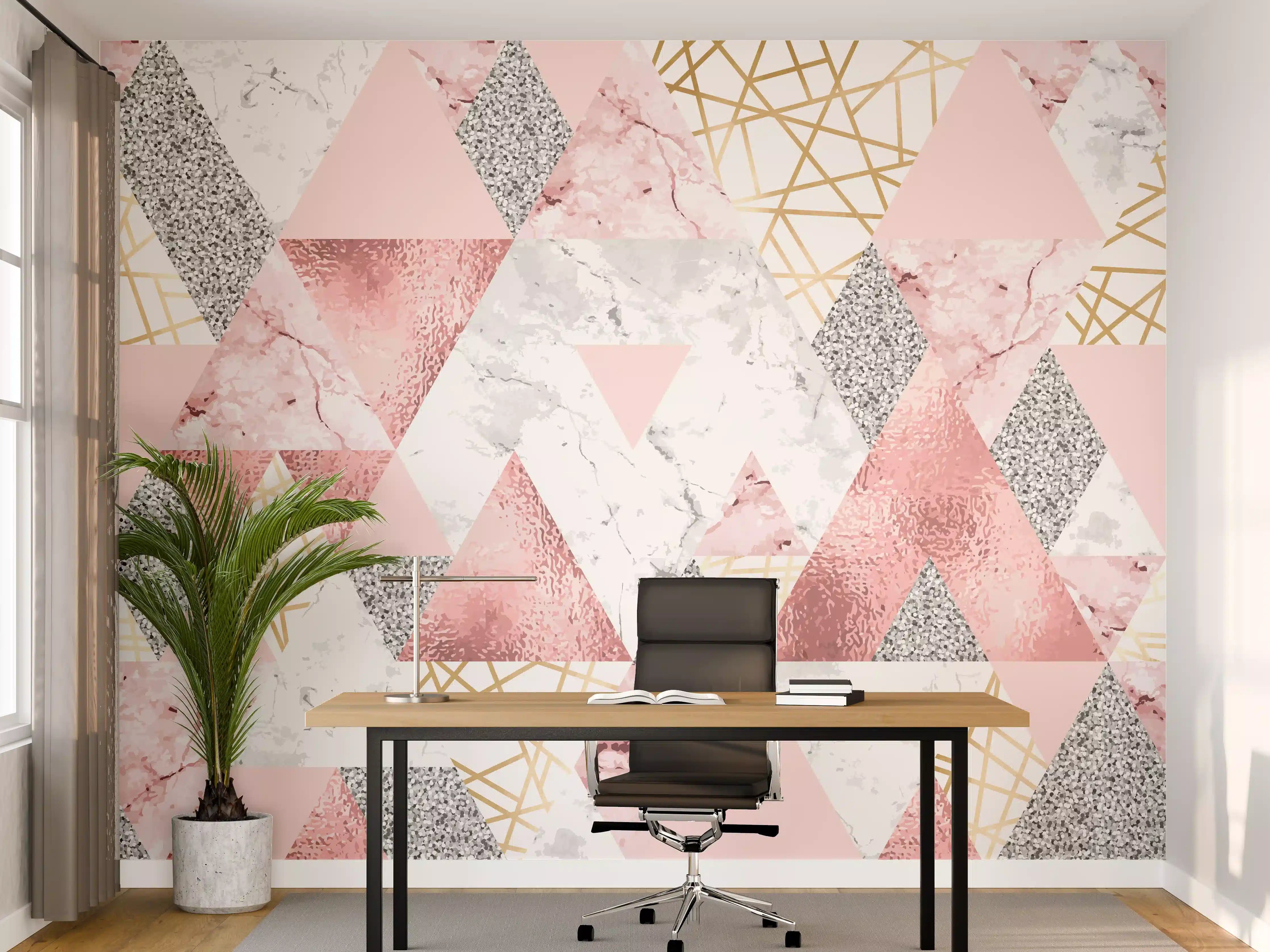 Büro Wandgestaltung - Marble Pattern Rosa Gold Dekor