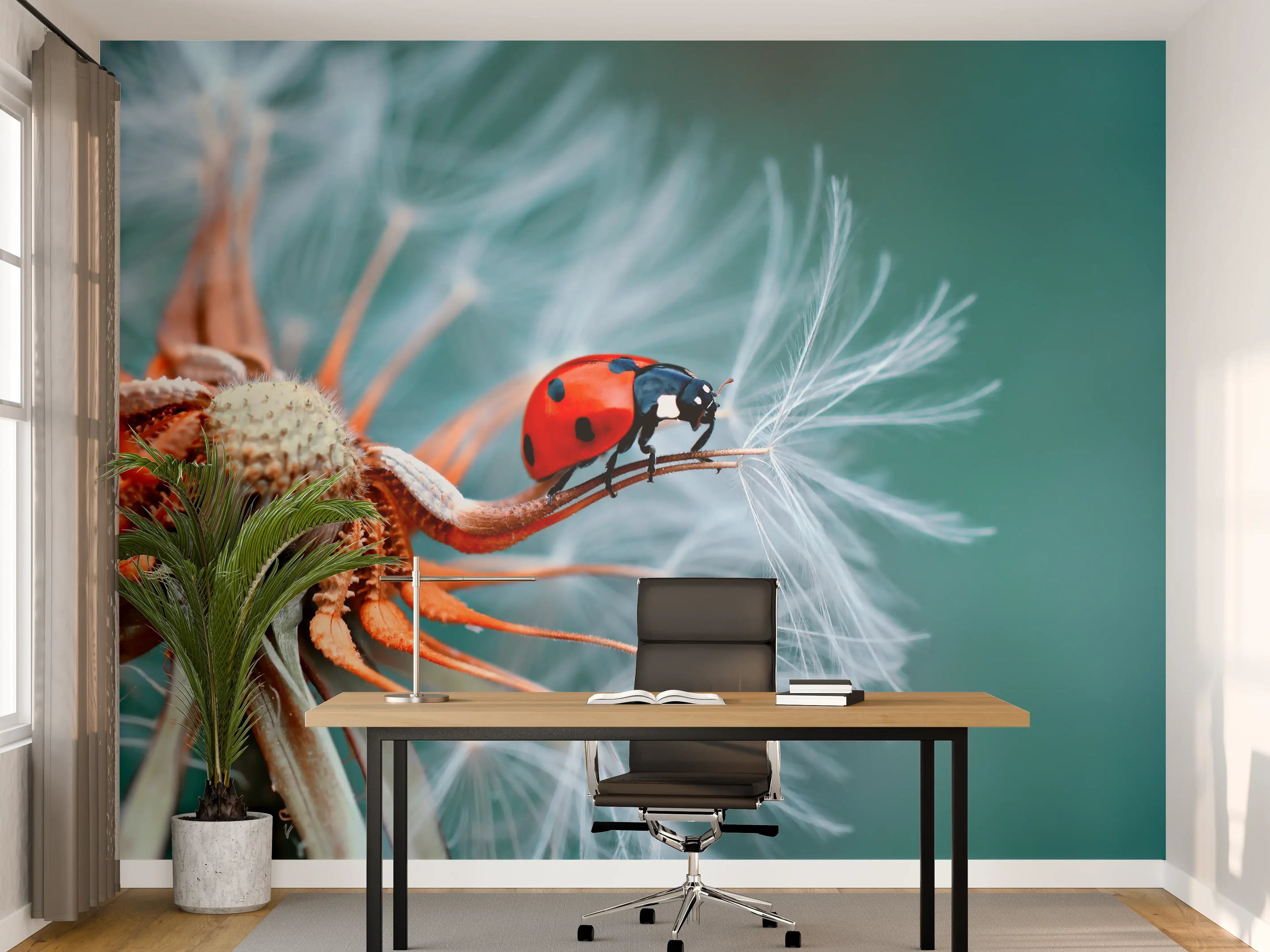 Büro Wandgestaltung - Marienkäfer auf Pusteblume