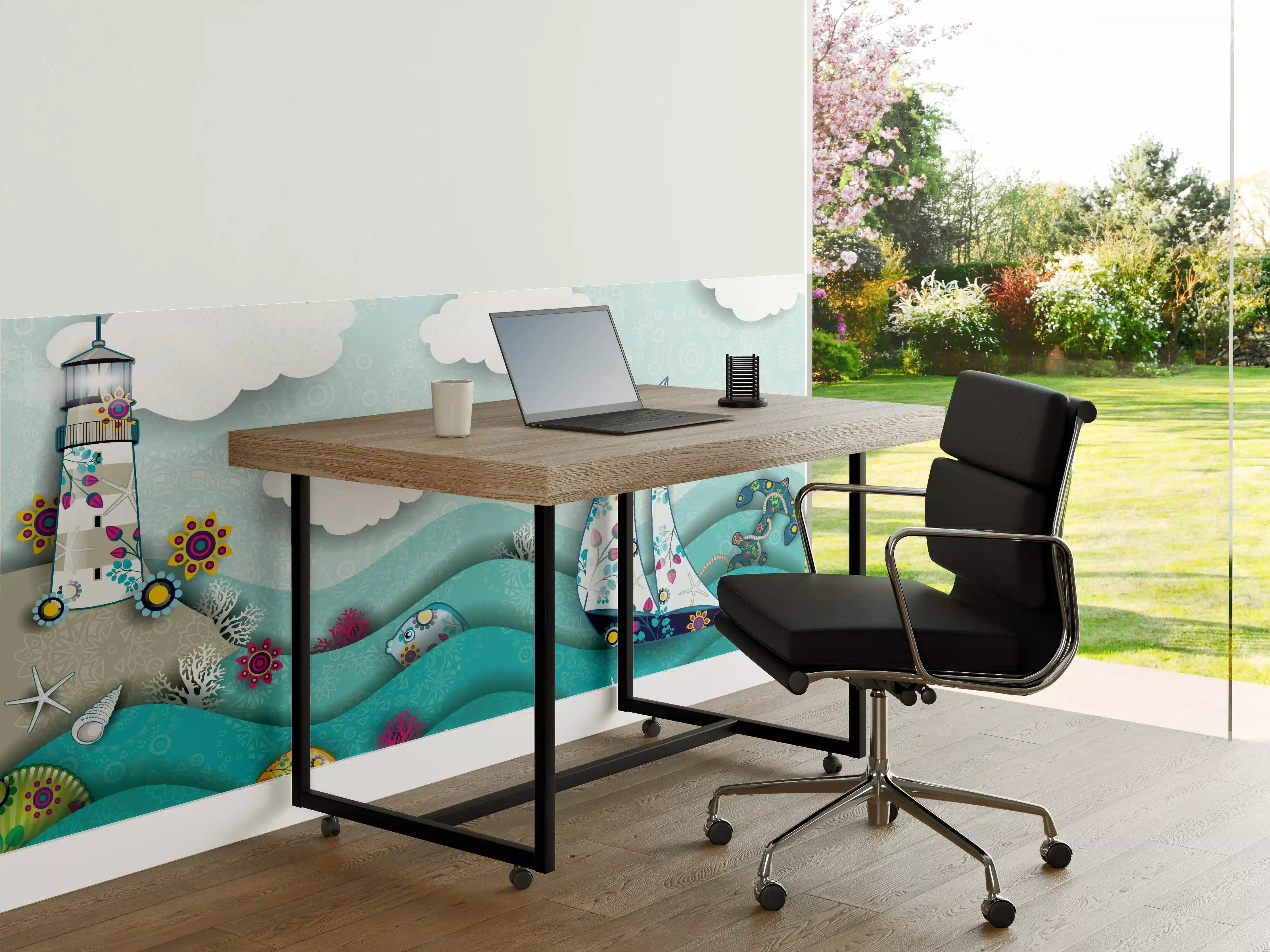 Büro Wandgestaltung - Marines Motiv mit Leuchtturm und Boot