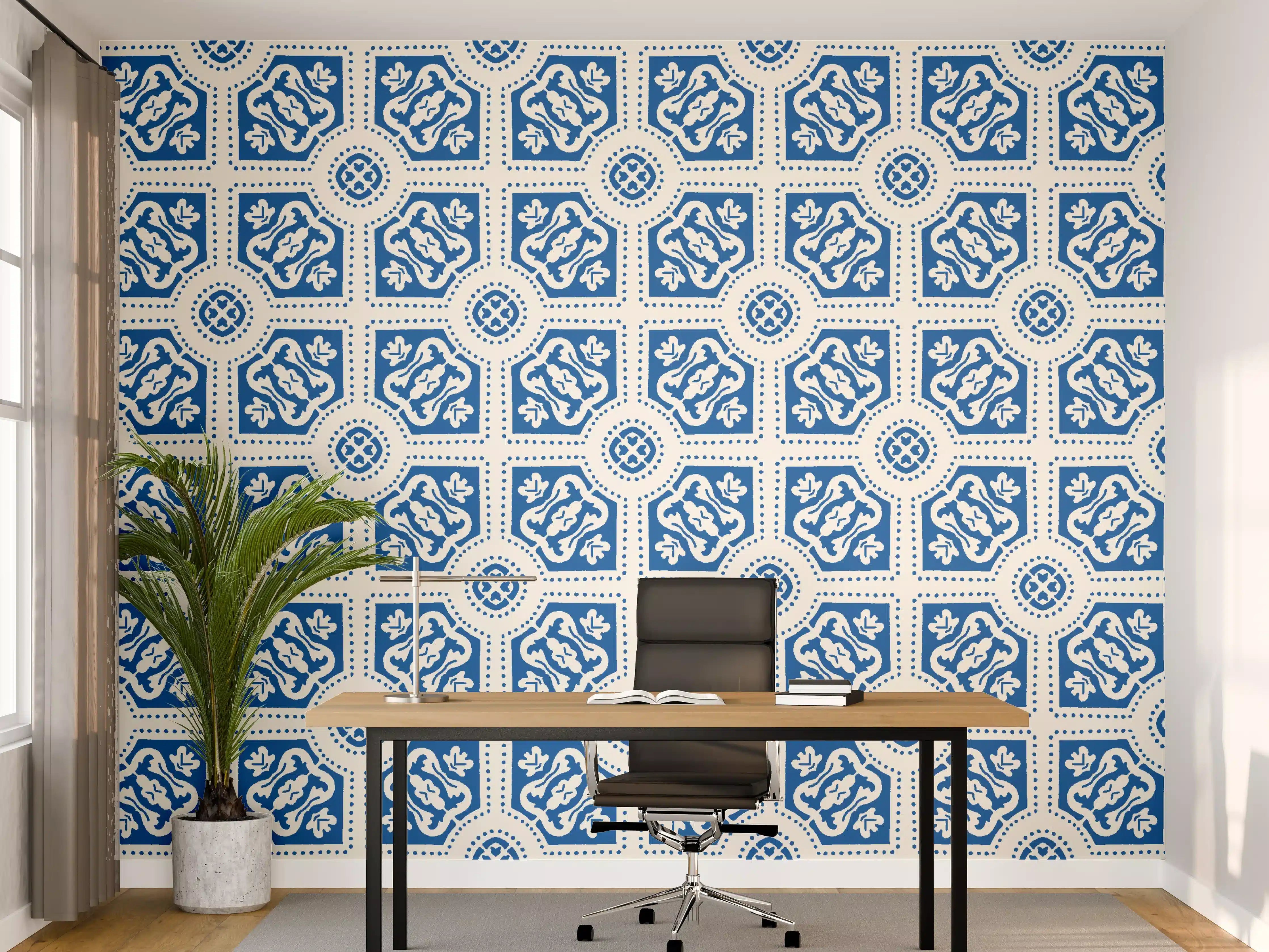 Büro Wandgestaltung - Maritimes Azur-Muster