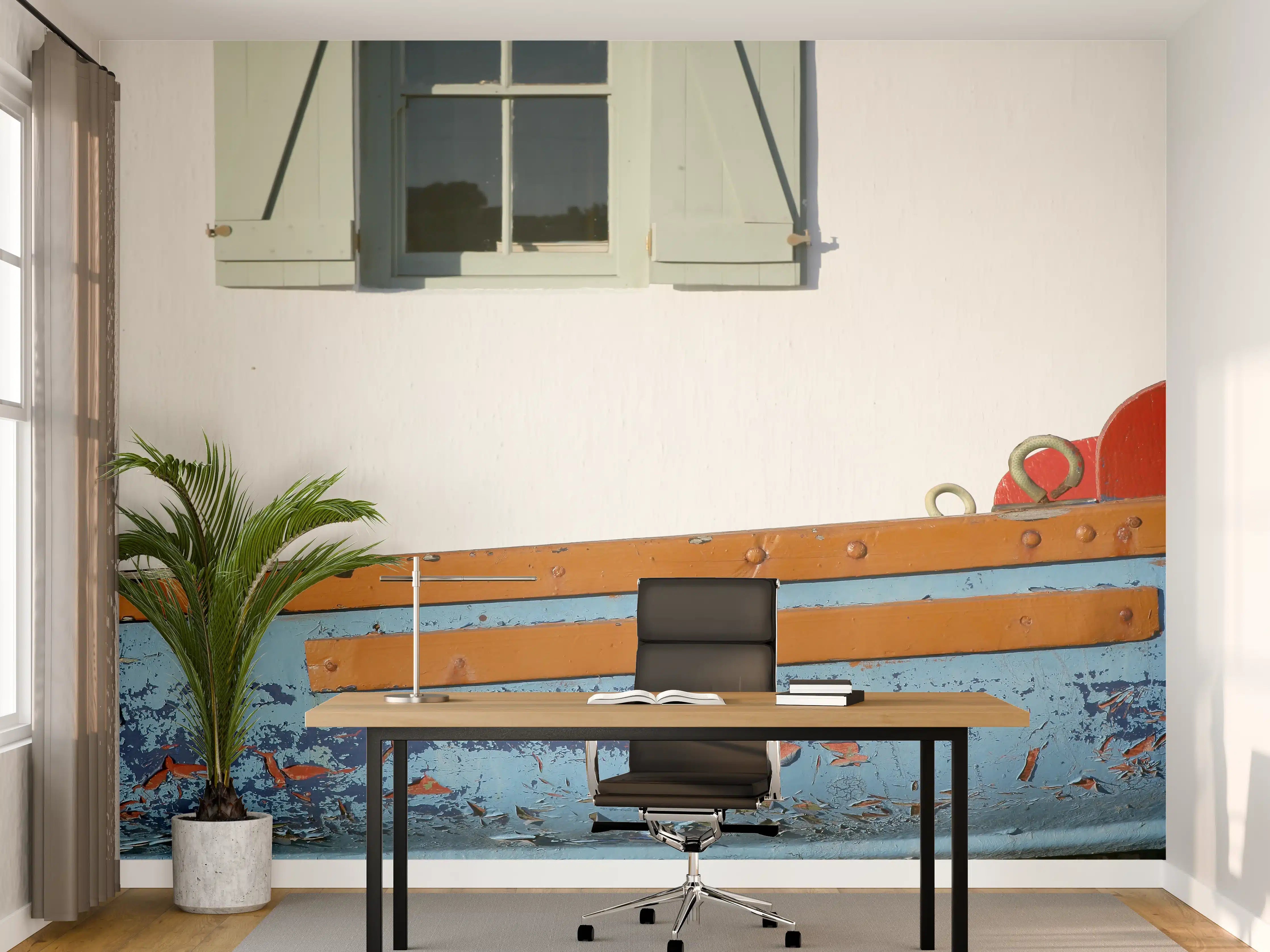 Büro Wandgestaltung - Maritimes Fenster & Boot