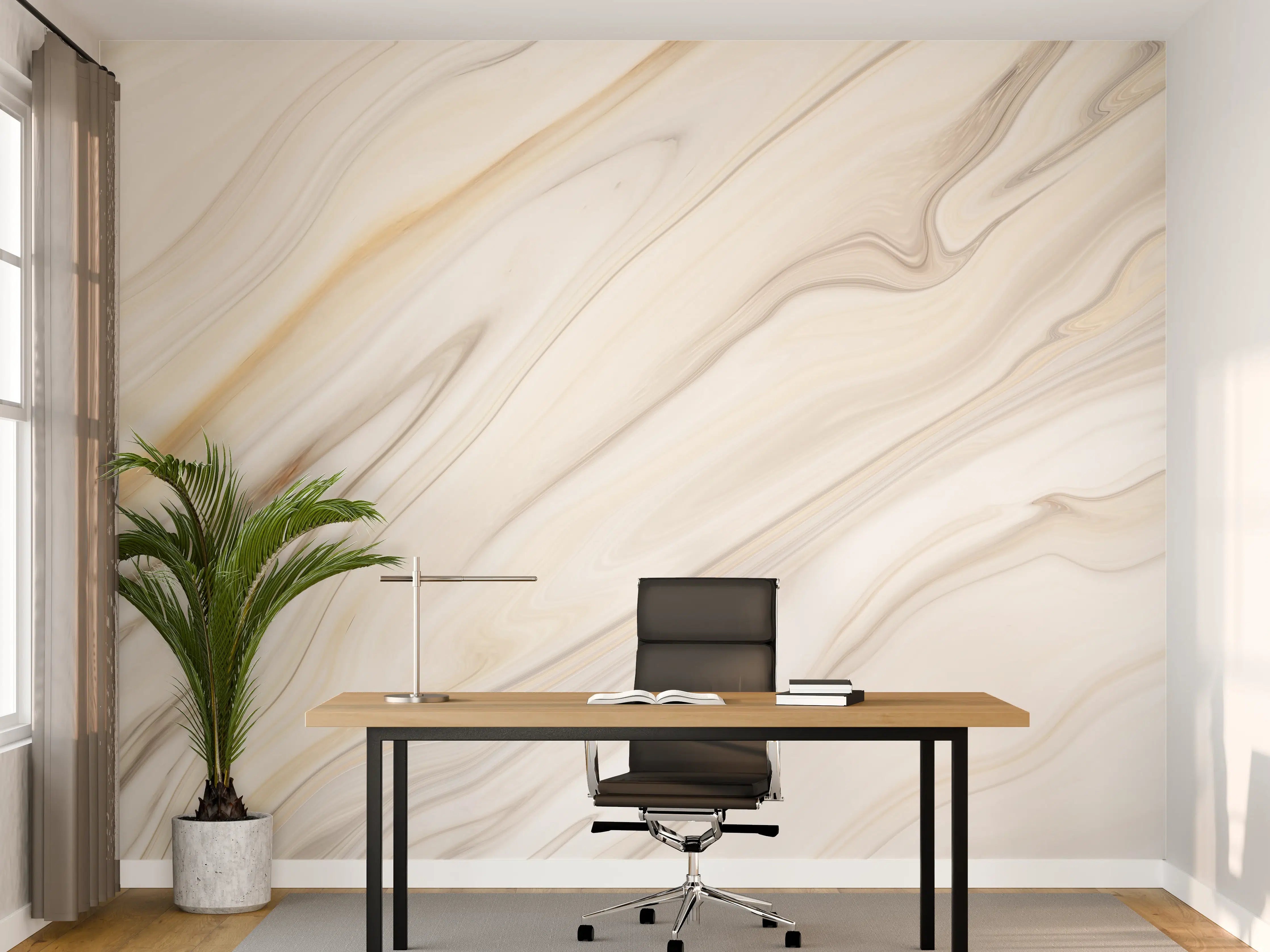 Büro Wandgestaltung - Marmor - weiß bräunliches Muster