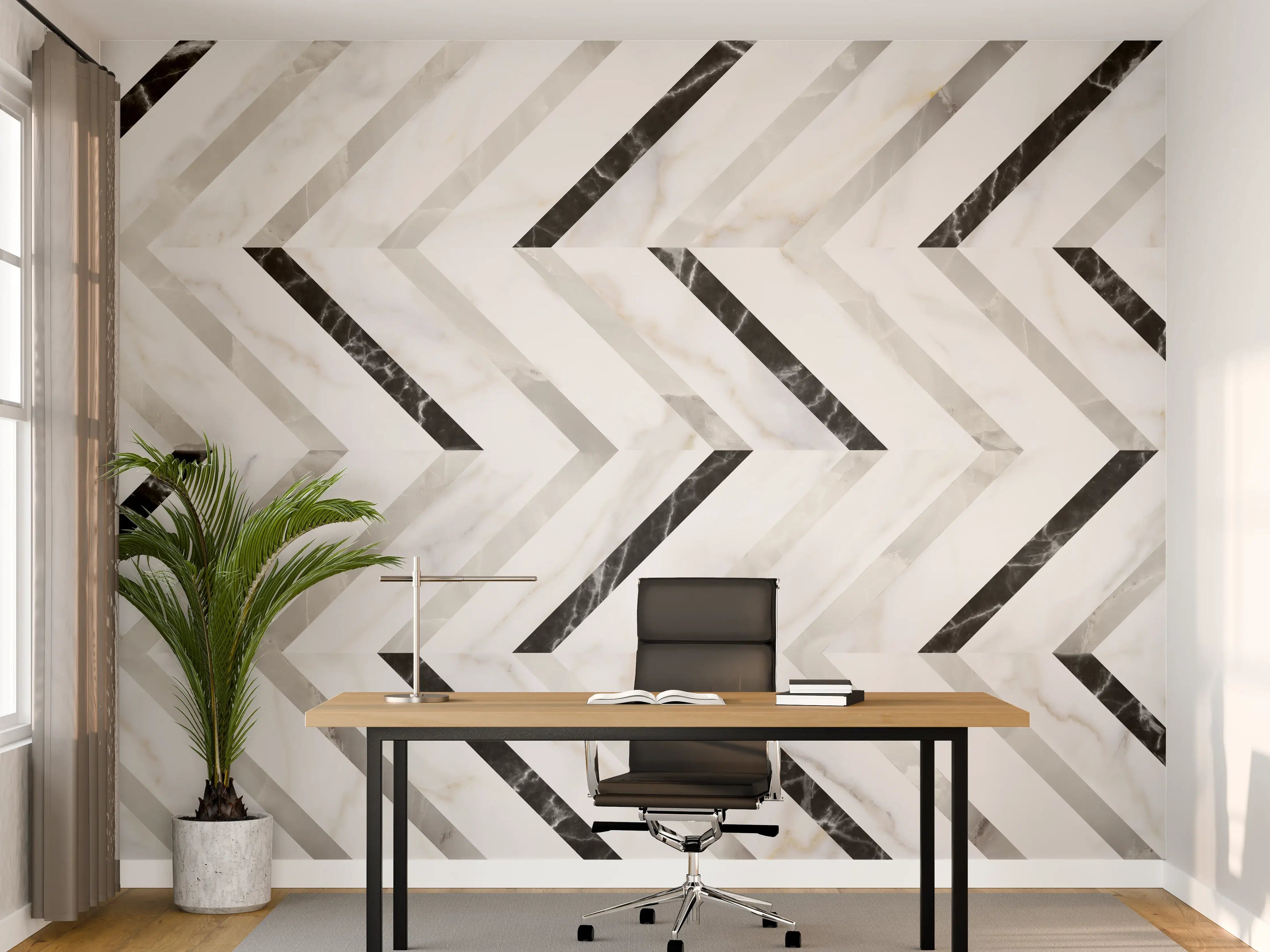 Büro Wandgestaltung - Marmor Fischgrätenmuster