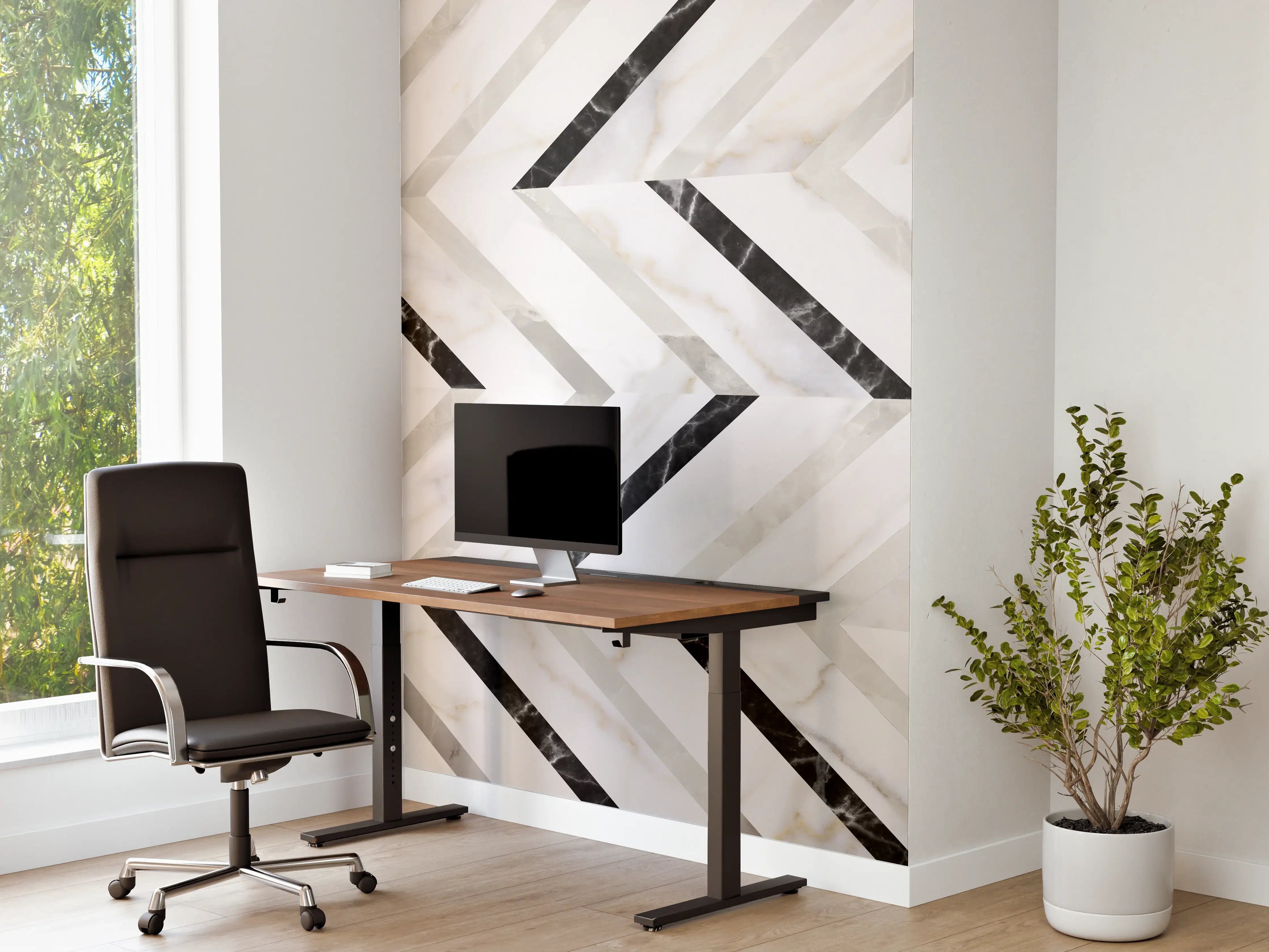 Büro Wandgestaltung - Marmor Fischgrätenmuster