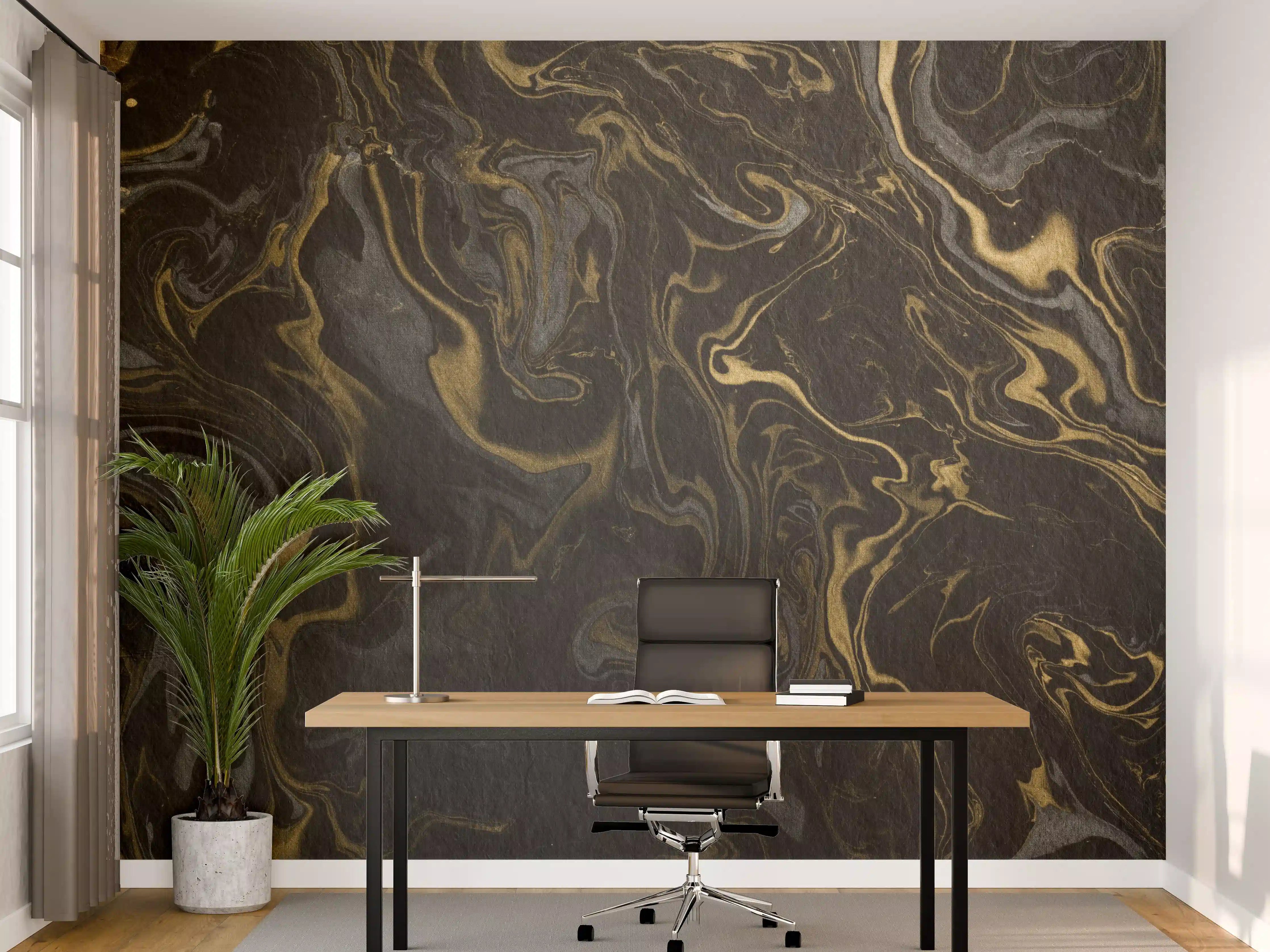 Büro Wandgestaltung - Marmor mit antikem goldenen und weißen Muster