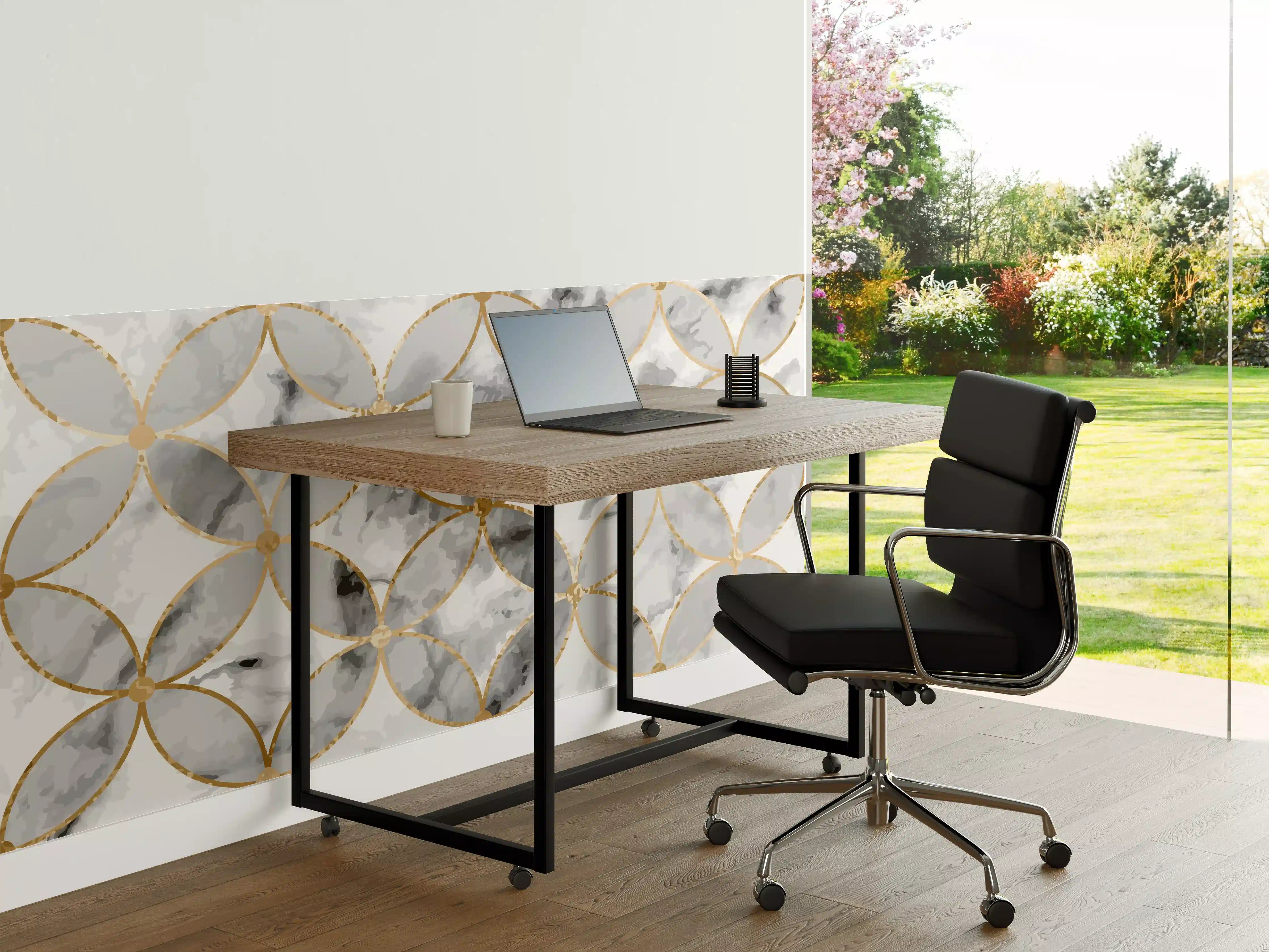 Büro Wandgestaltung - Marmoroptik Gold Grau Weiß