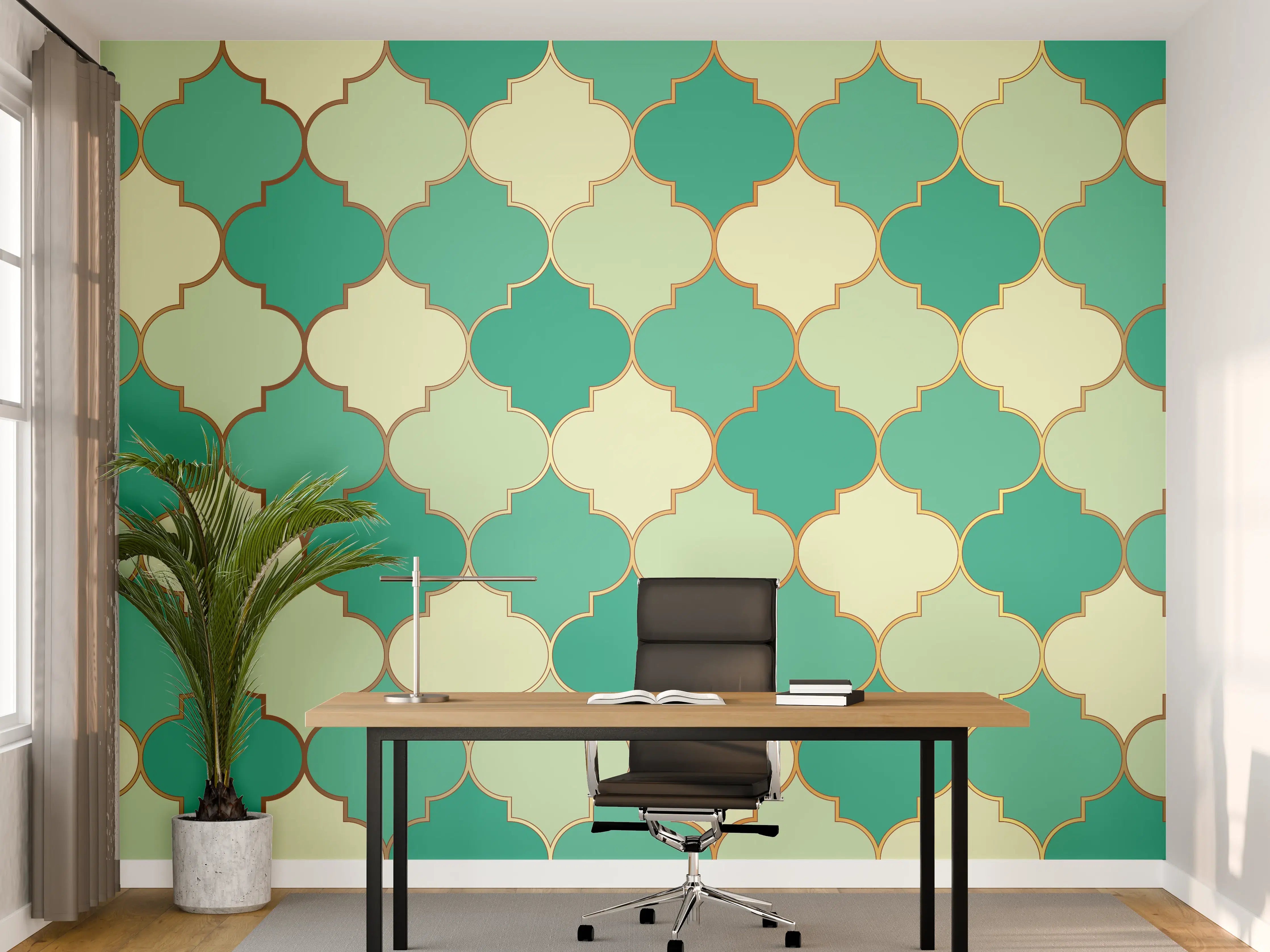 Büro Wandgestaltung - Marokkanisches Türkis-Beige Muster